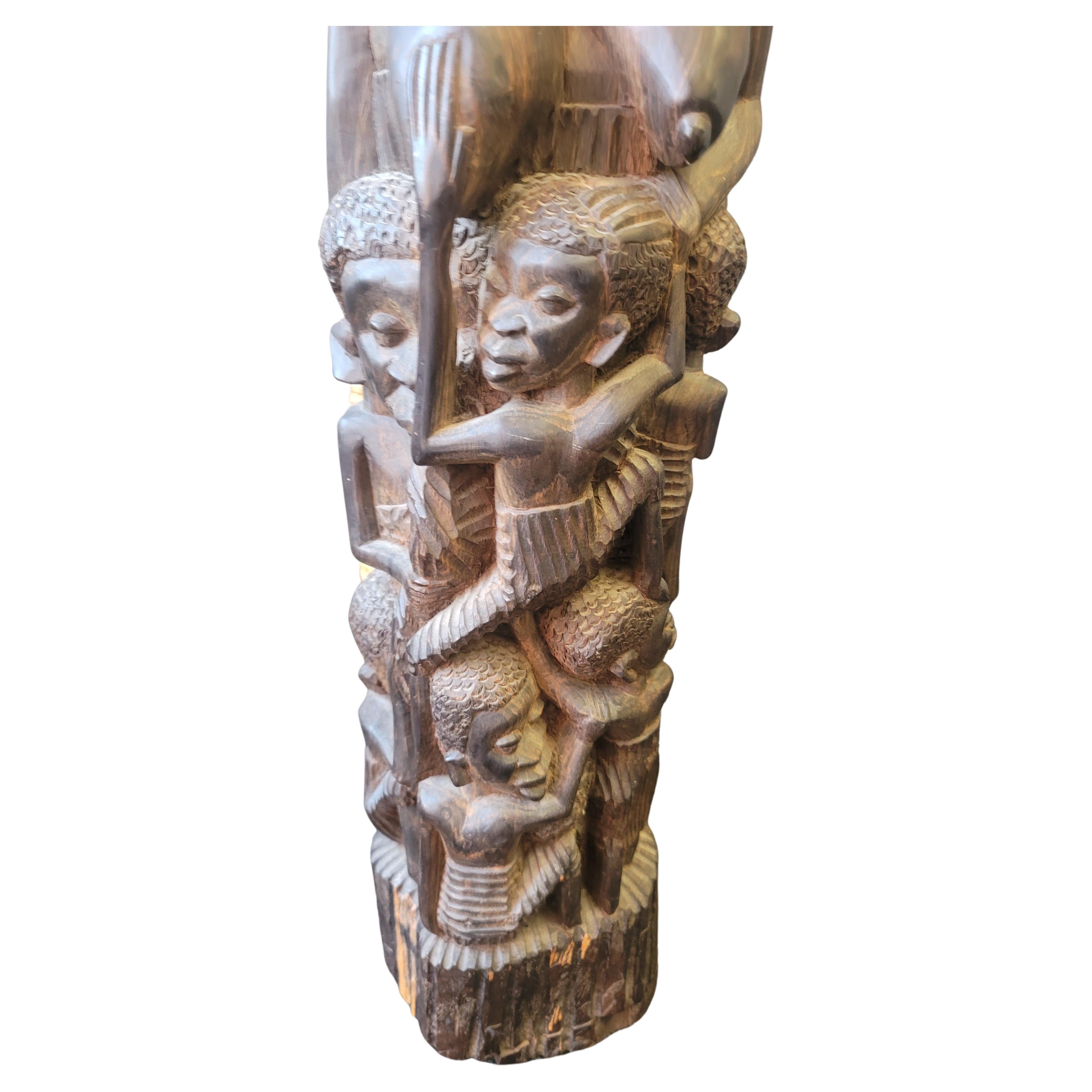 Hand-Carved Large African Makonde Tree of Life Sculpture, circa 1962 For Sale