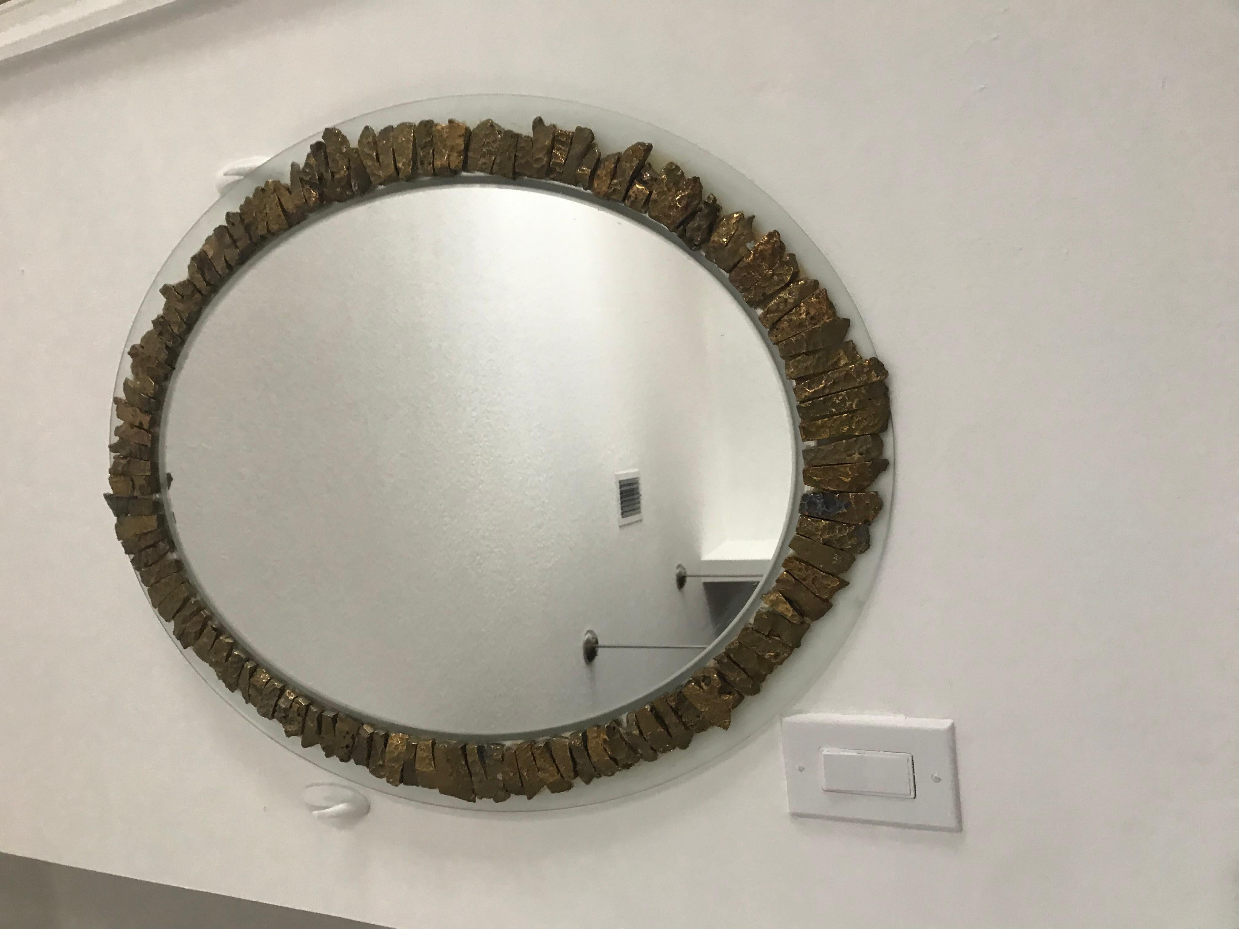 Große Achat-Gold-Spiegellinie im Vautrin-Stil (Organische Moderne) im Angebot