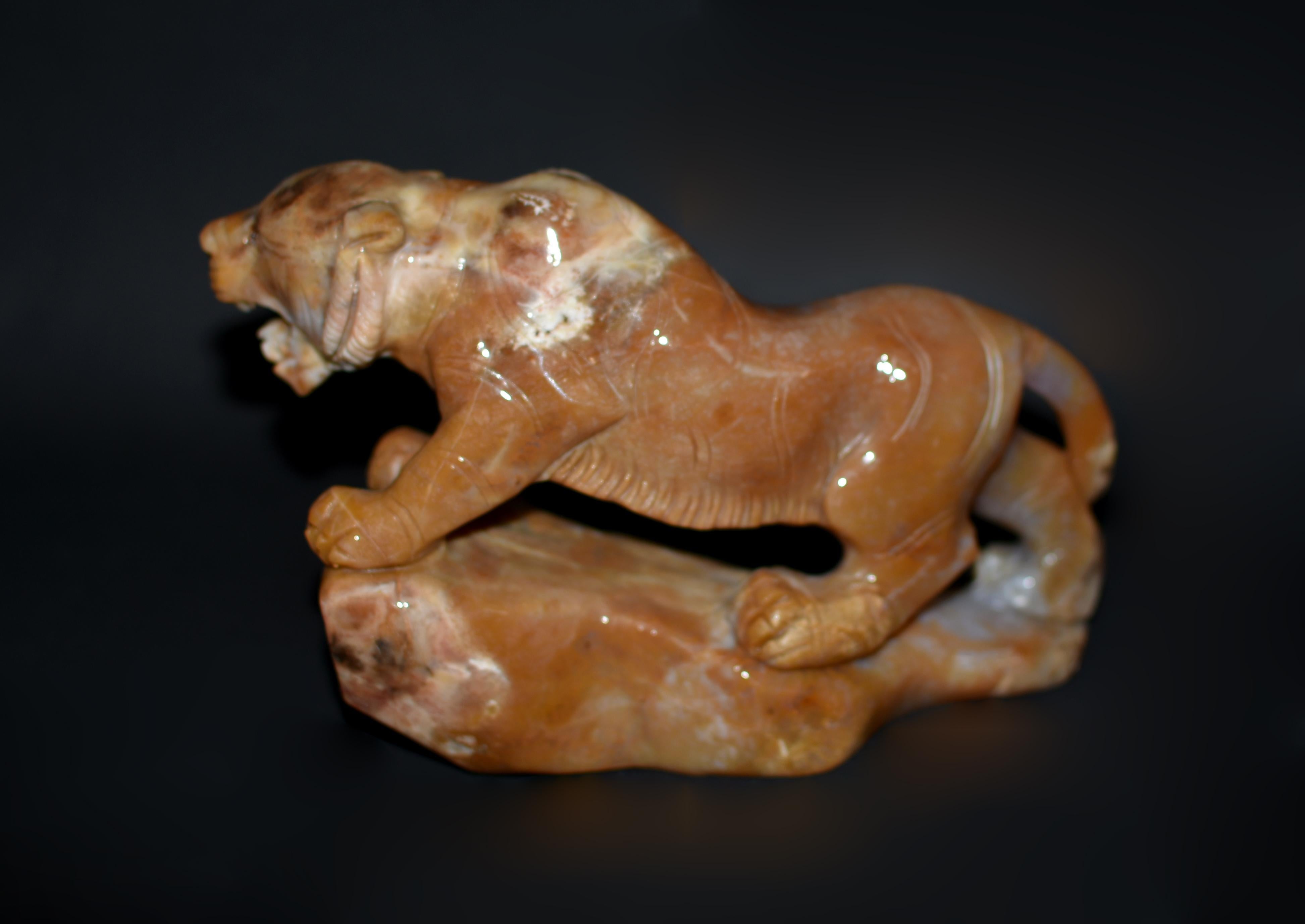 Contemporary Large Agate Tiger Statue 10