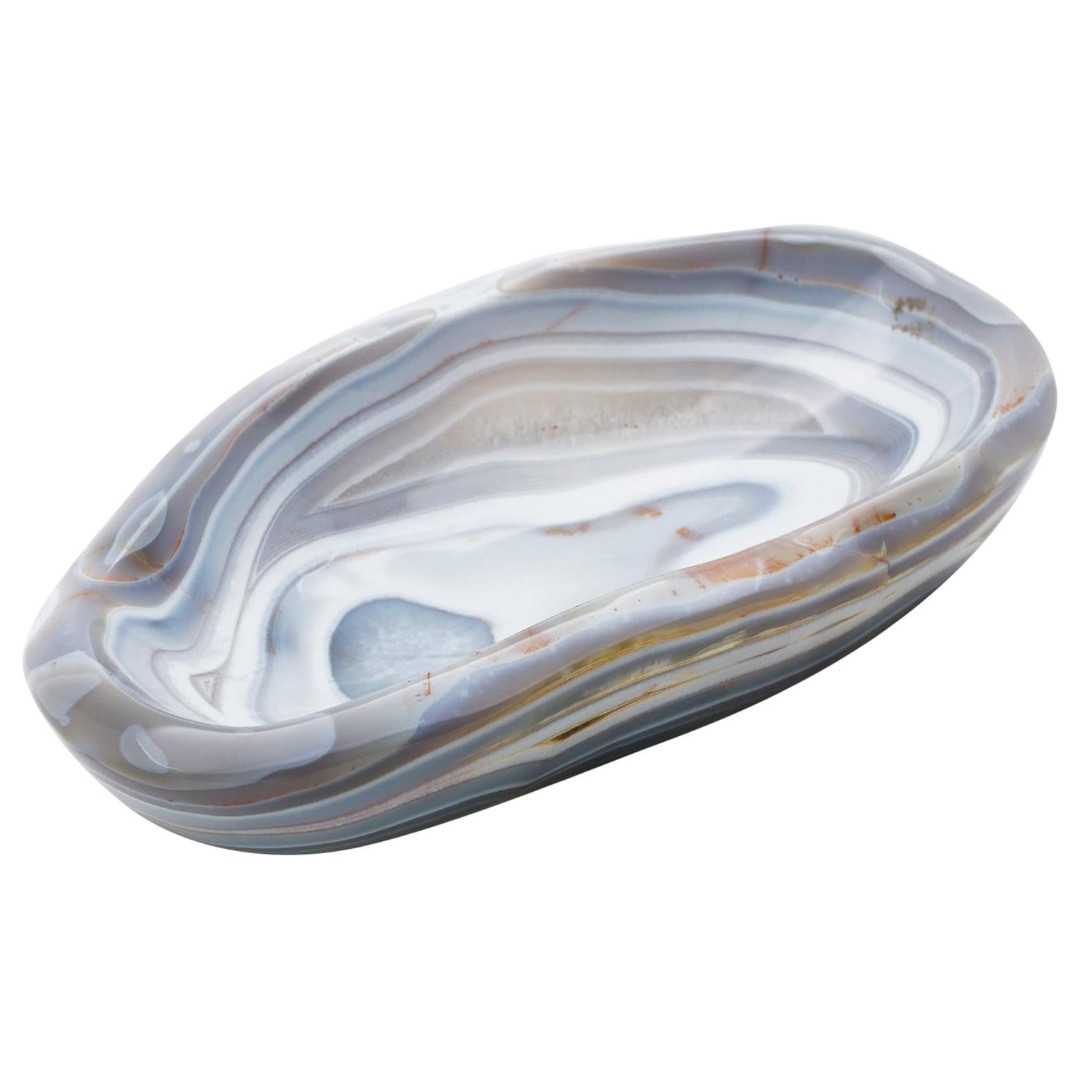 Large Agate Vide Pôche Bowl Hand Carved in Madagascar