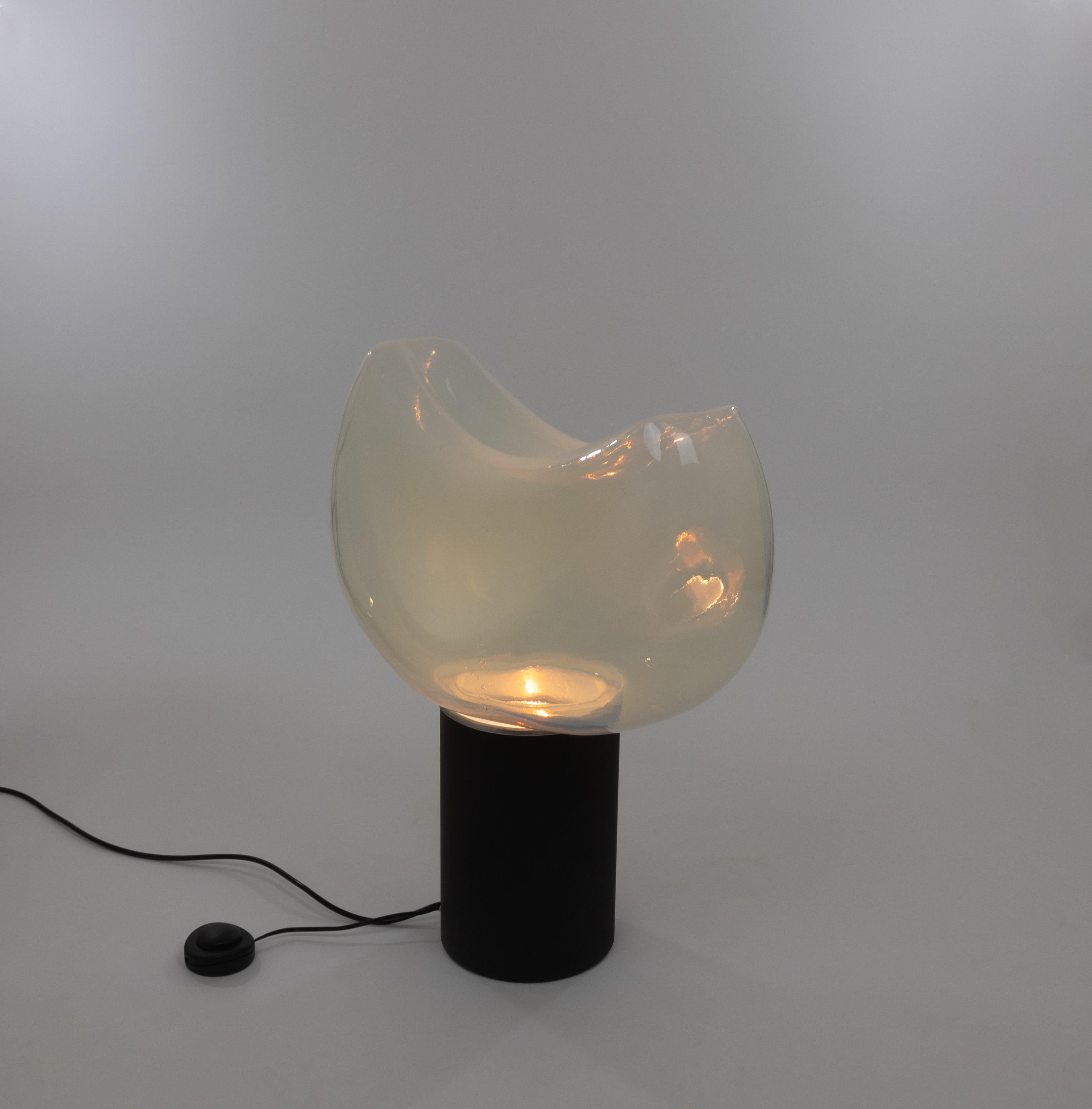 Metal Large Aghia table lamp in Murano glass by Roberto Pamio for Leucos, 1960s For Sale