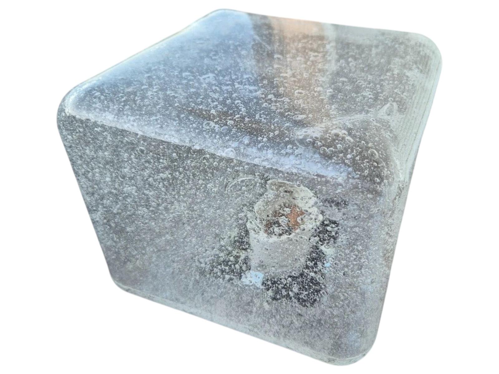 Large Air Bubble Glass Cube Flush Mount Light Fixture Doria Leuchten Germany For Sale 6