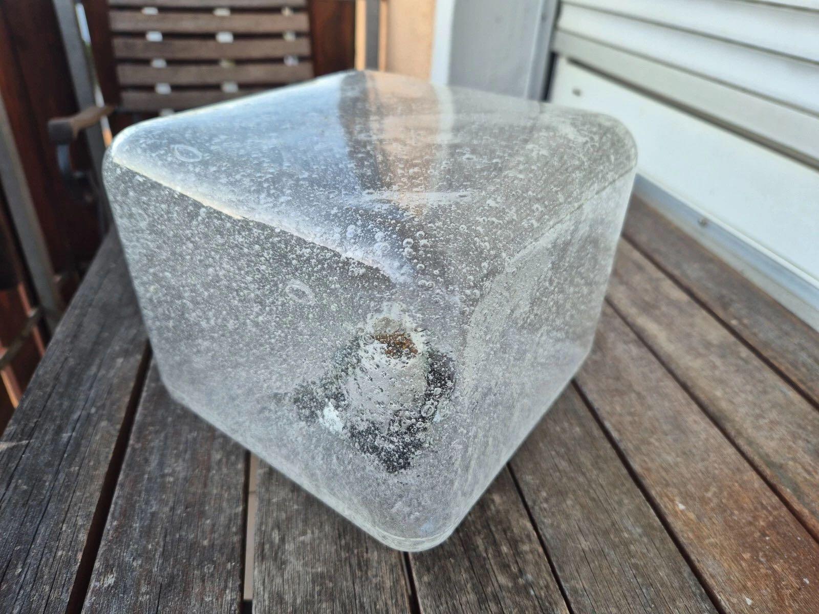 Large Air Bubble Glass Cube Flush Mount Light Fixture Doria Leuchten Germany For Sale 12