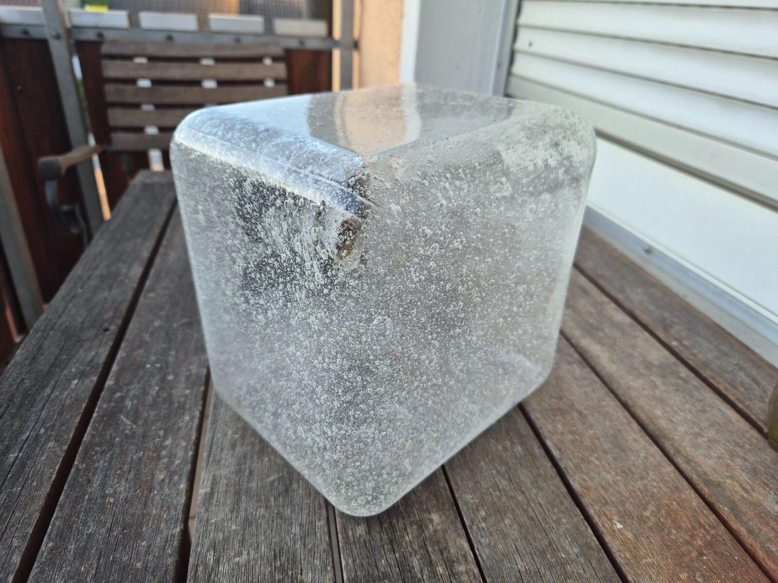 Large Air Bubble Glass Cube Flush Mount Light Fixture Doria Leuchten Germany For Sale 13