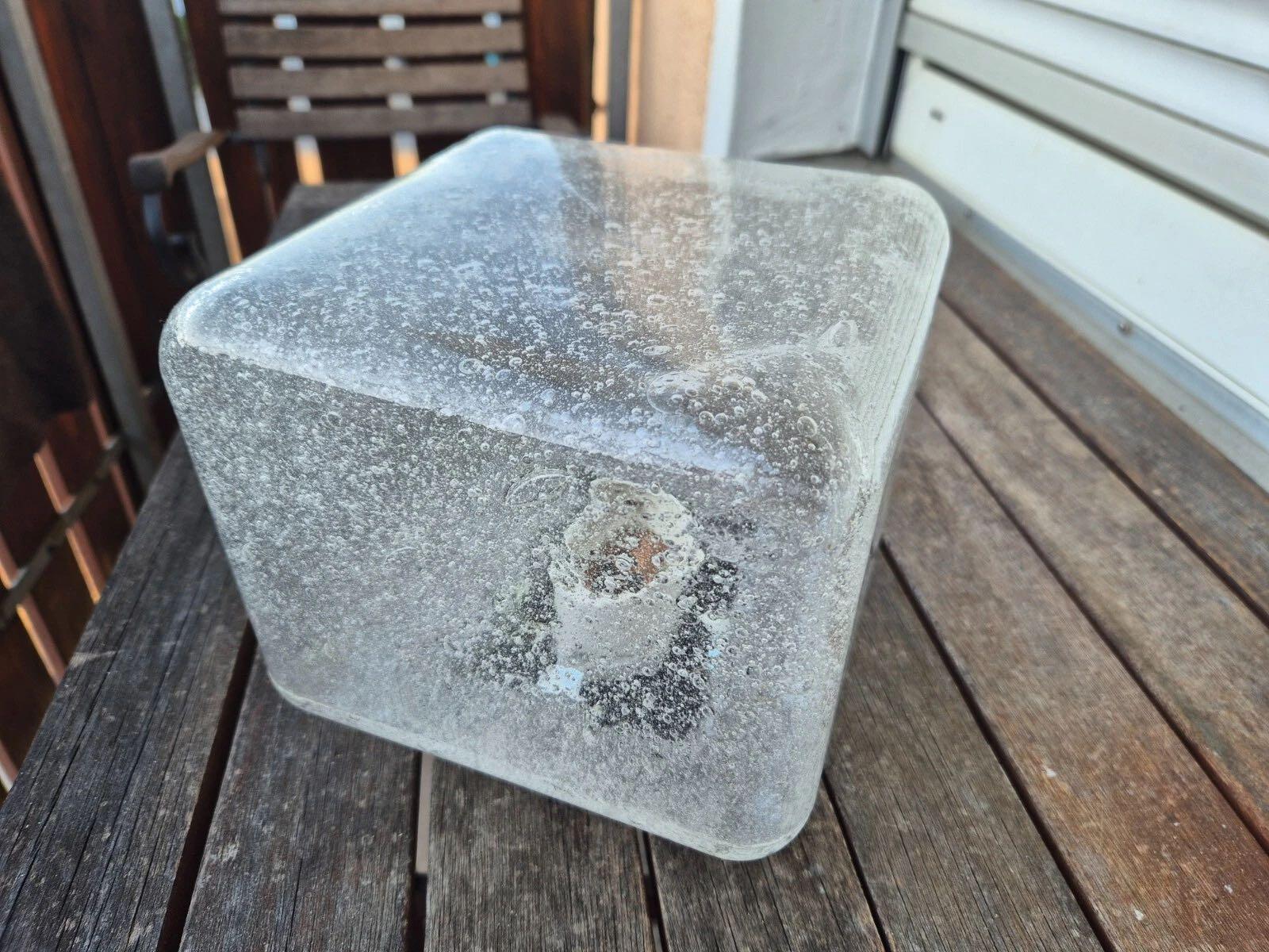 Large Air Bubble Glass Cube Flush Mount Light Fixture Doria Leuchten Germany For Sale 14