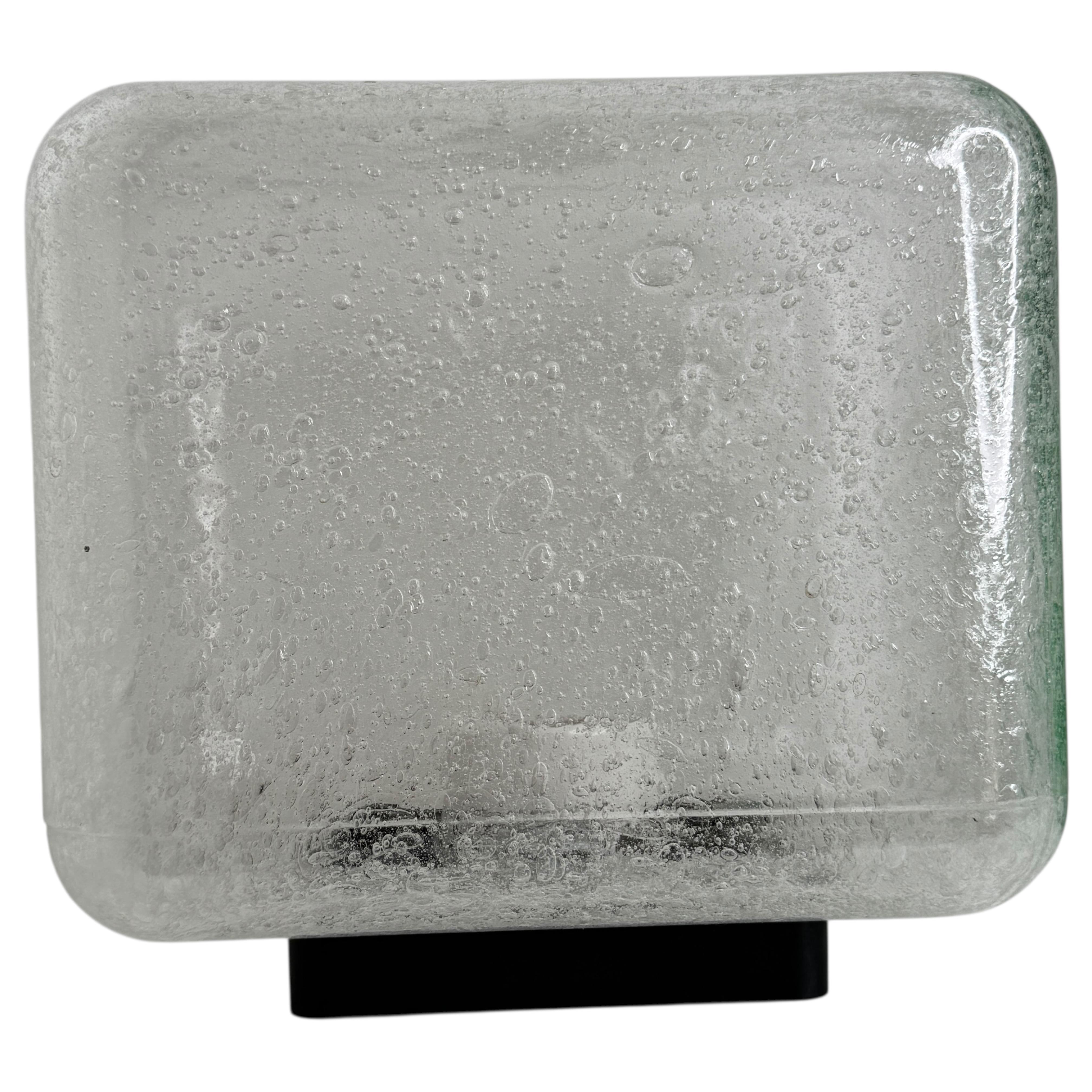 Mid-Century Modern Large Air Bubble Glass Cube Flush Mount Light Fixture Doria Leuchten Germany For Sale