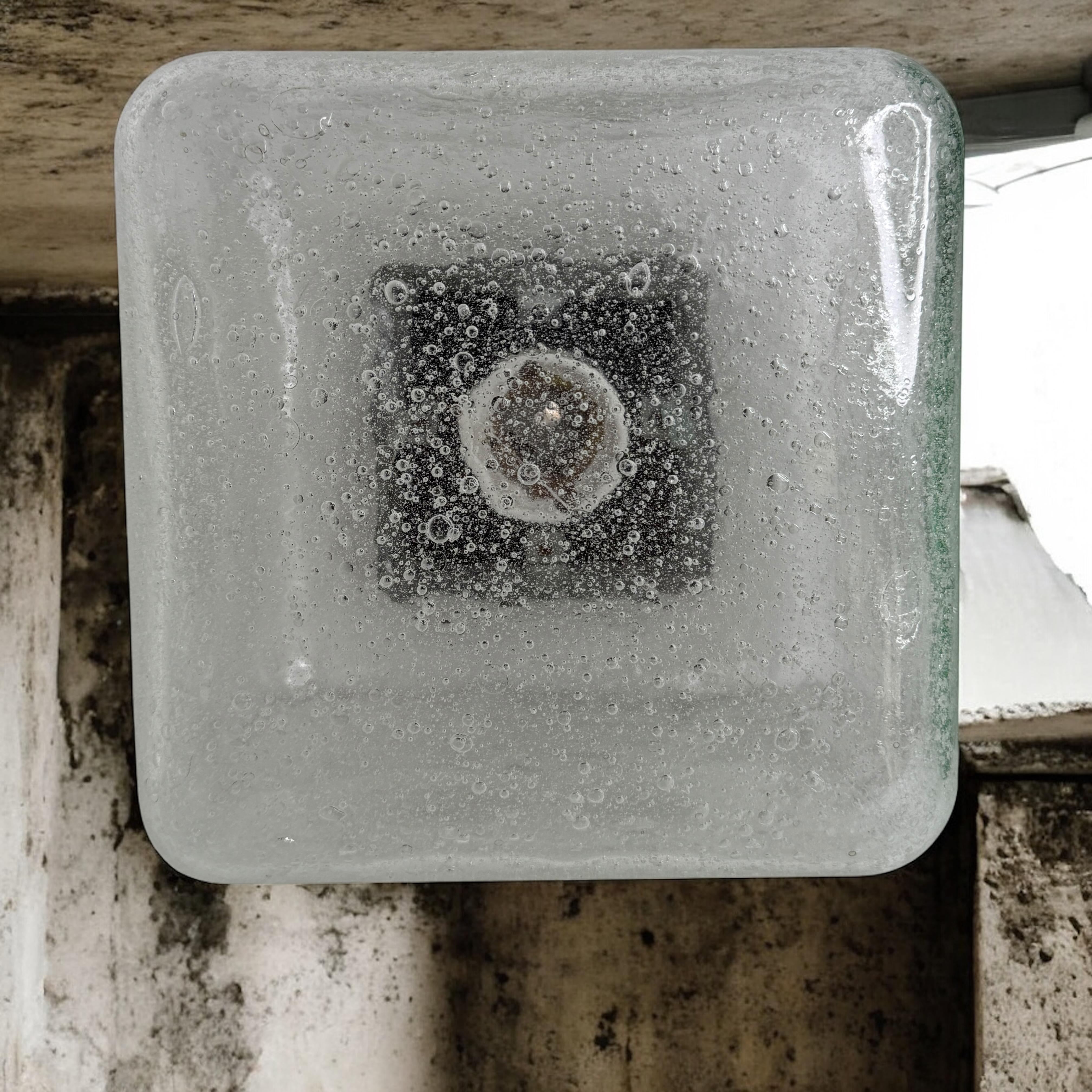 Metal Large Air Bubble Glass Cube Flush Mount Light Fixture Doria Leuchten Germany For Sale