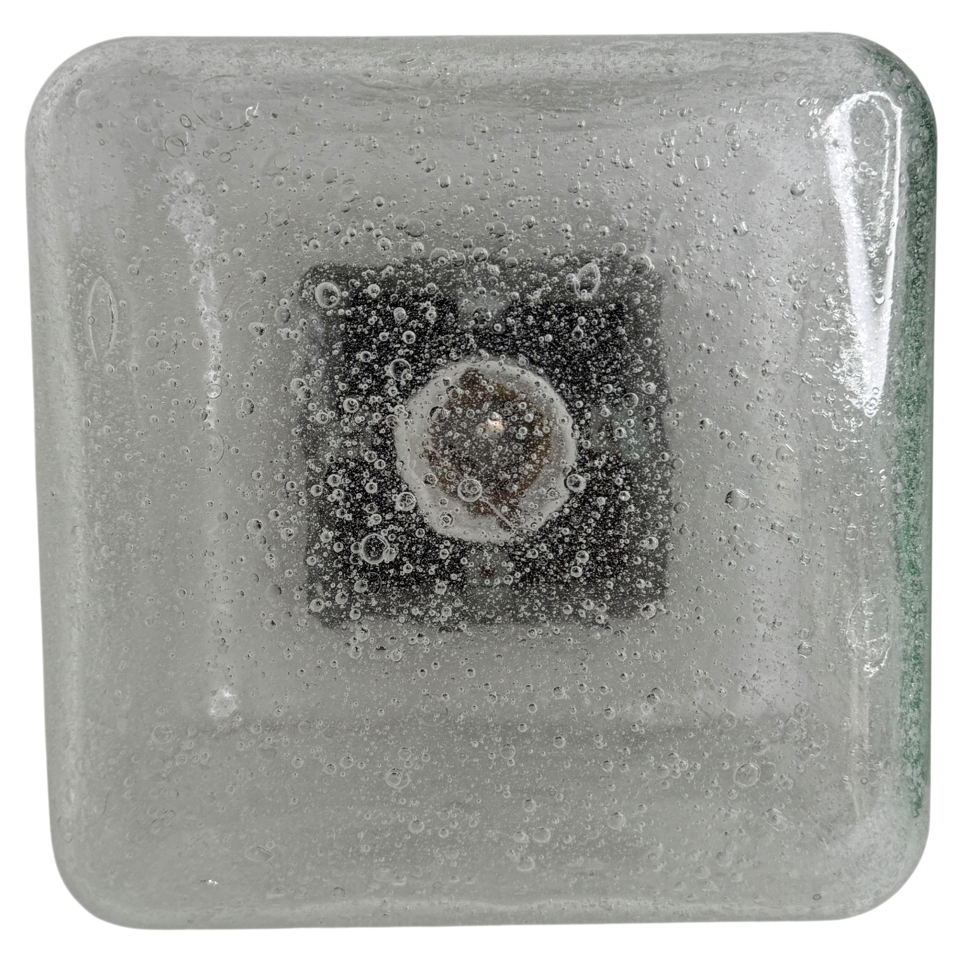 Large Air Bubble Glass Cube Flush Mount Light Fixture Doria Leuchten Germany For Sale