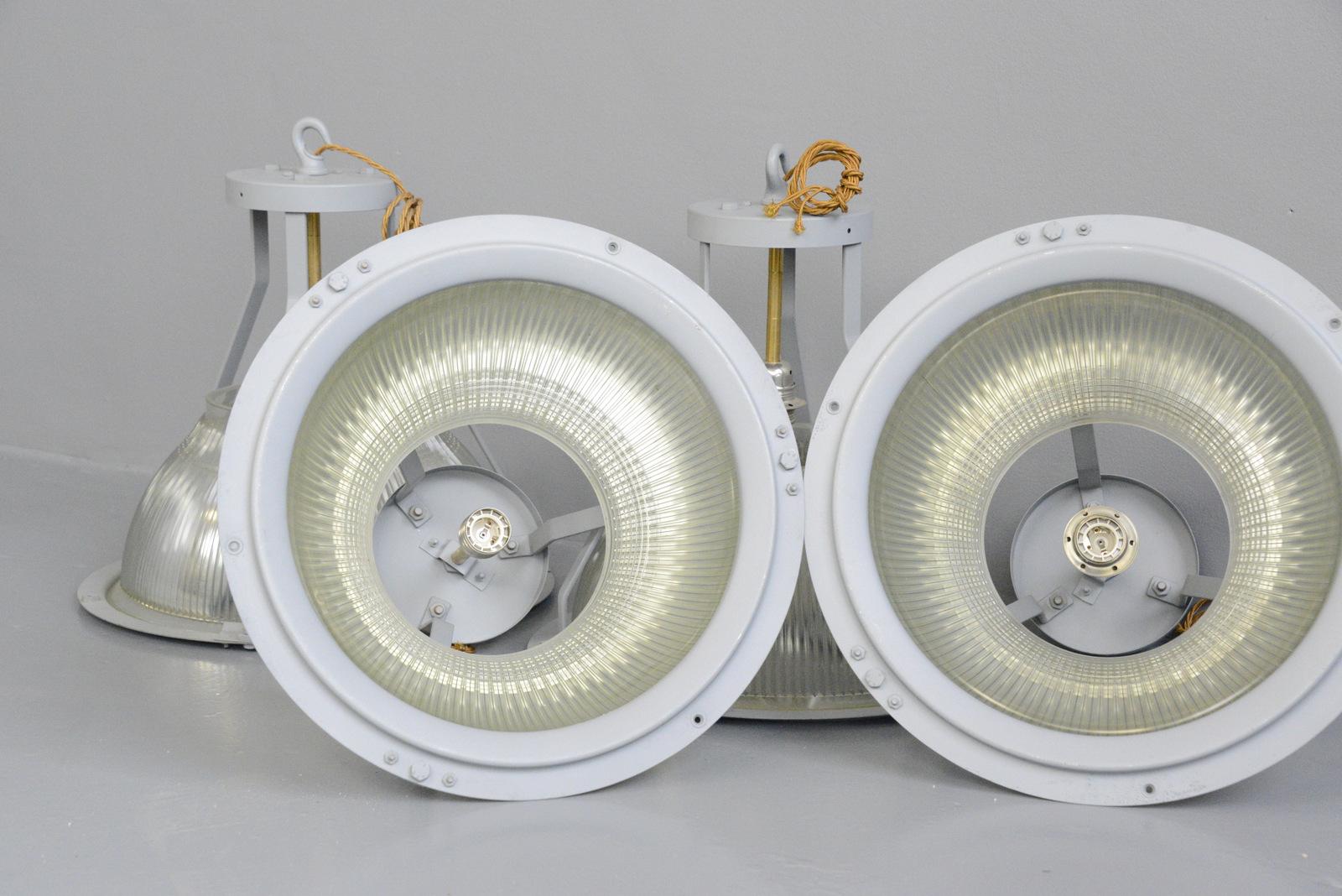 Large Aircraft Hanger Lights by Holophane, circa 1940s 3