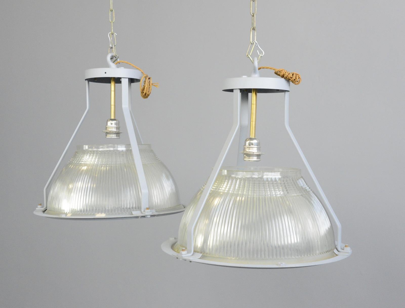 English Large Aircraft Hanger Lights by Holophane, circa 1940s