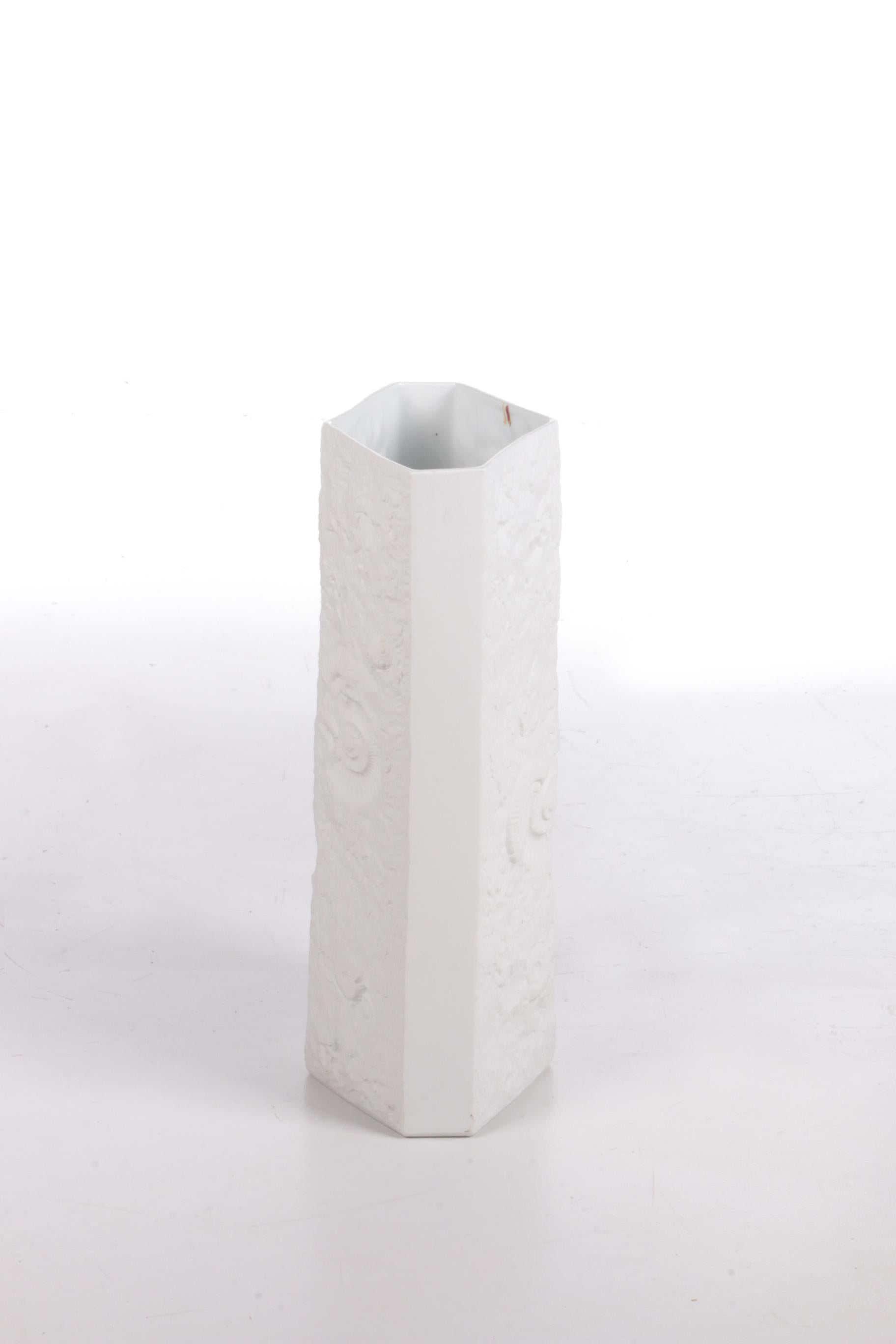 Modern Large AK Kaiser Porcelain Vase with a White Shell Fossil Pattern