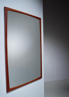 Large Aksel Kjersgaard Rectangular Teak Wall Mirror, Denmark, 1960s