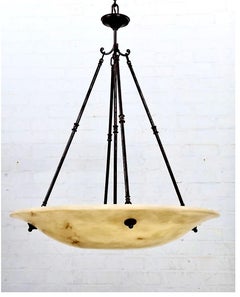 Large Alabaster Art Deco-Style Chandelier