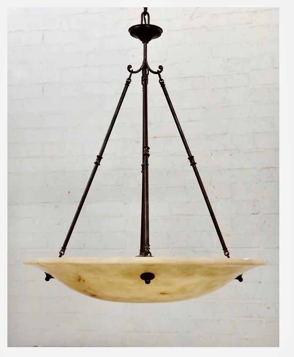 Contemporary Large Alabaster Art Deco-Style Chandelier