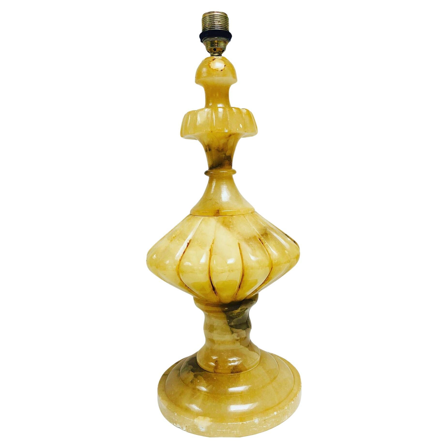 Large alabaster Baroque style table lamp, 1940's For Sale