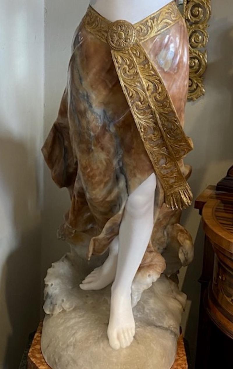 Large Alabaster Female Figure with Light  & Pedestal by Giuseppe Gambogi, C.1910 In Good Condition In London, GB