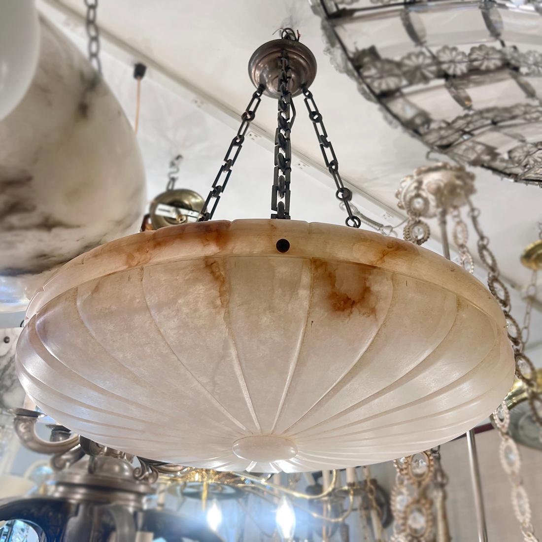 Large Alabaster Fixture In Good Condition For Sale In New York, NY