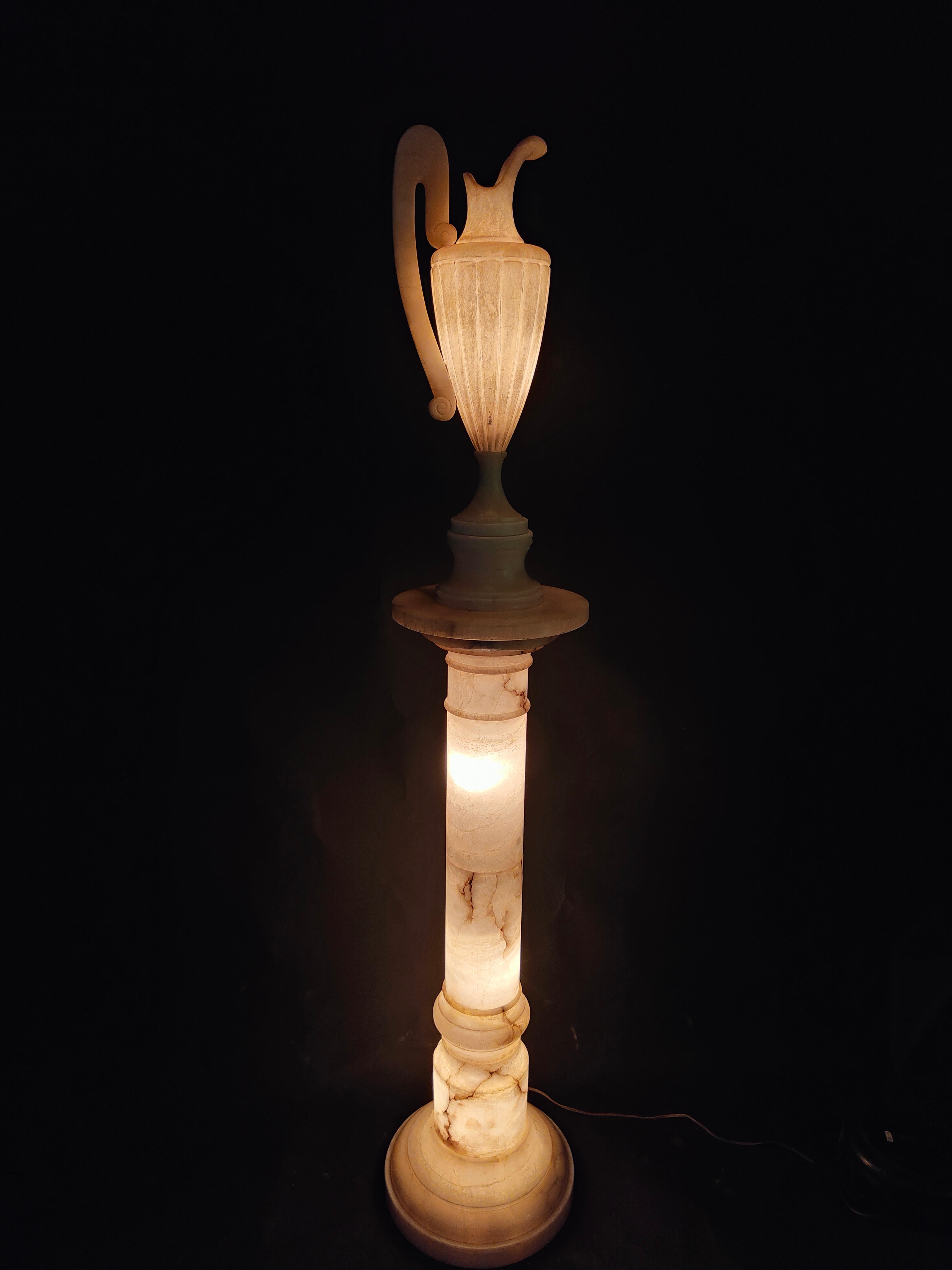 Large Alabaster JUG and Illuminated Base For Sale 11