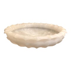 Large Alabaster Scalloped Edge Round Bowl, Italy, Contemporary