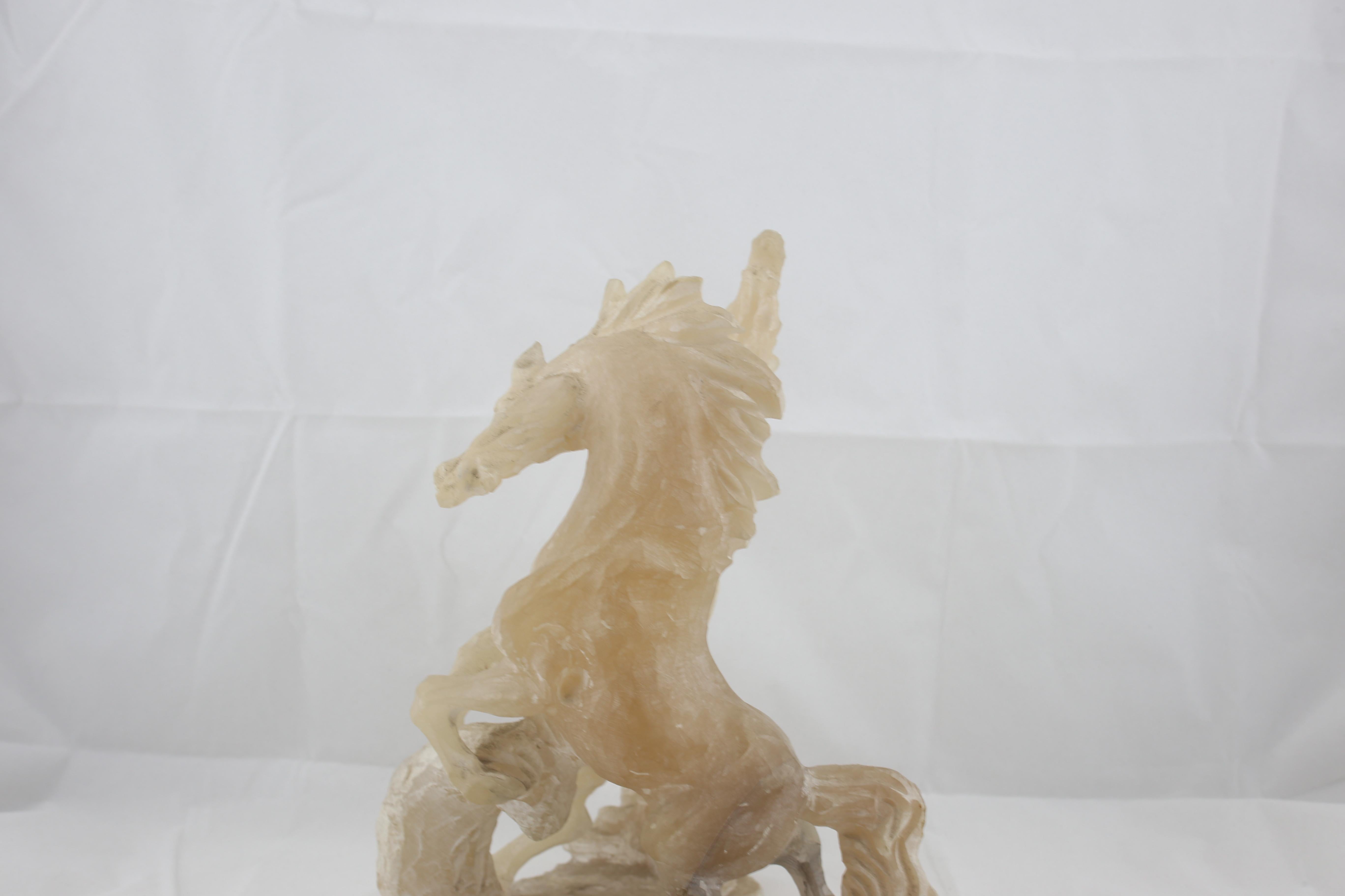 Mid-Century Alabaster Horses Sculpture by Boldrini from Italy, 1960s For Sale 1