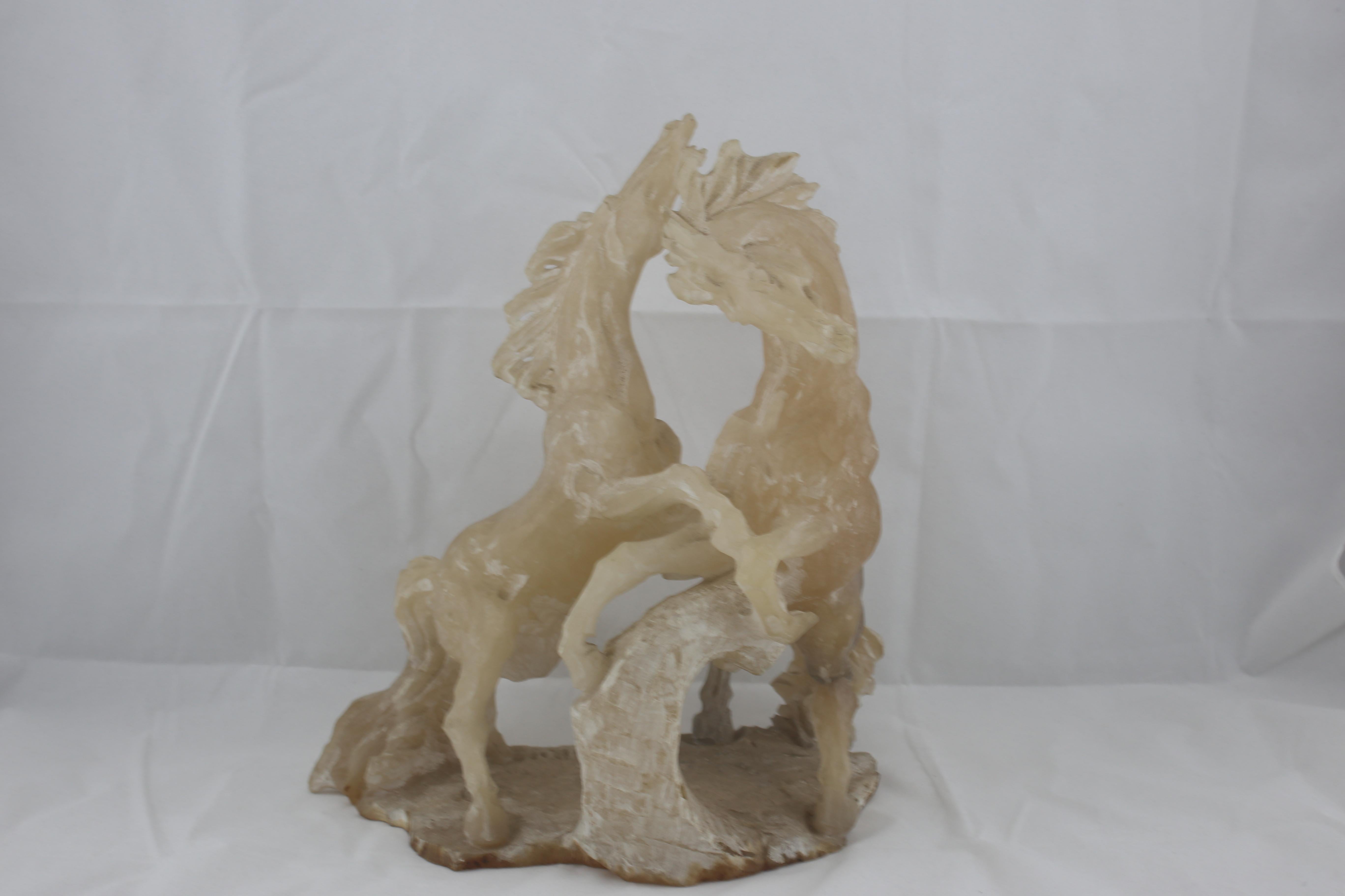 Mid-Century Alabaster Horses Sculpture by Boldrini from Italy, 1960s For Sale 2