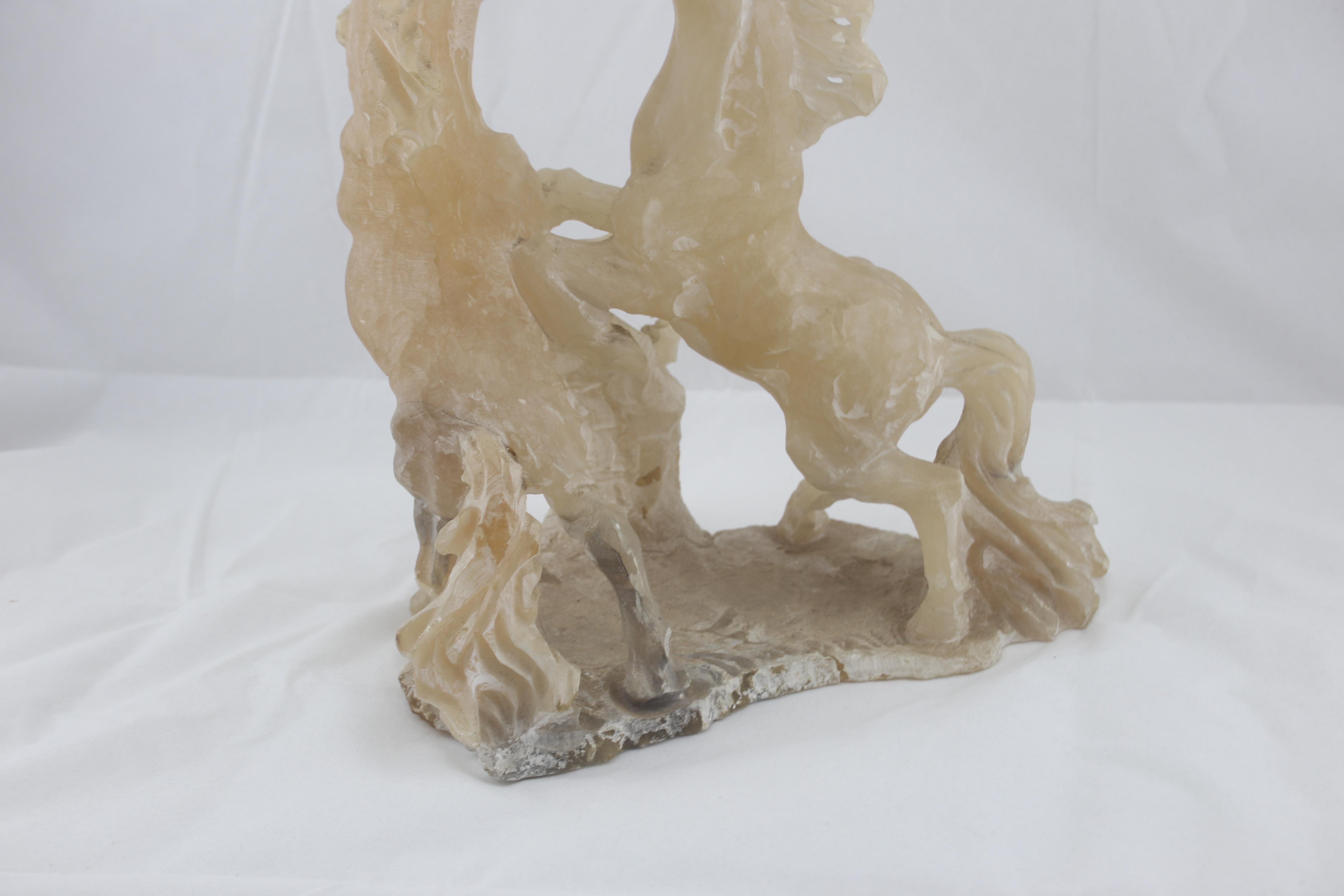 Mid-Century Alabaster Horses Sculpture by Boldrini from Italy, 1960s For Sale 3