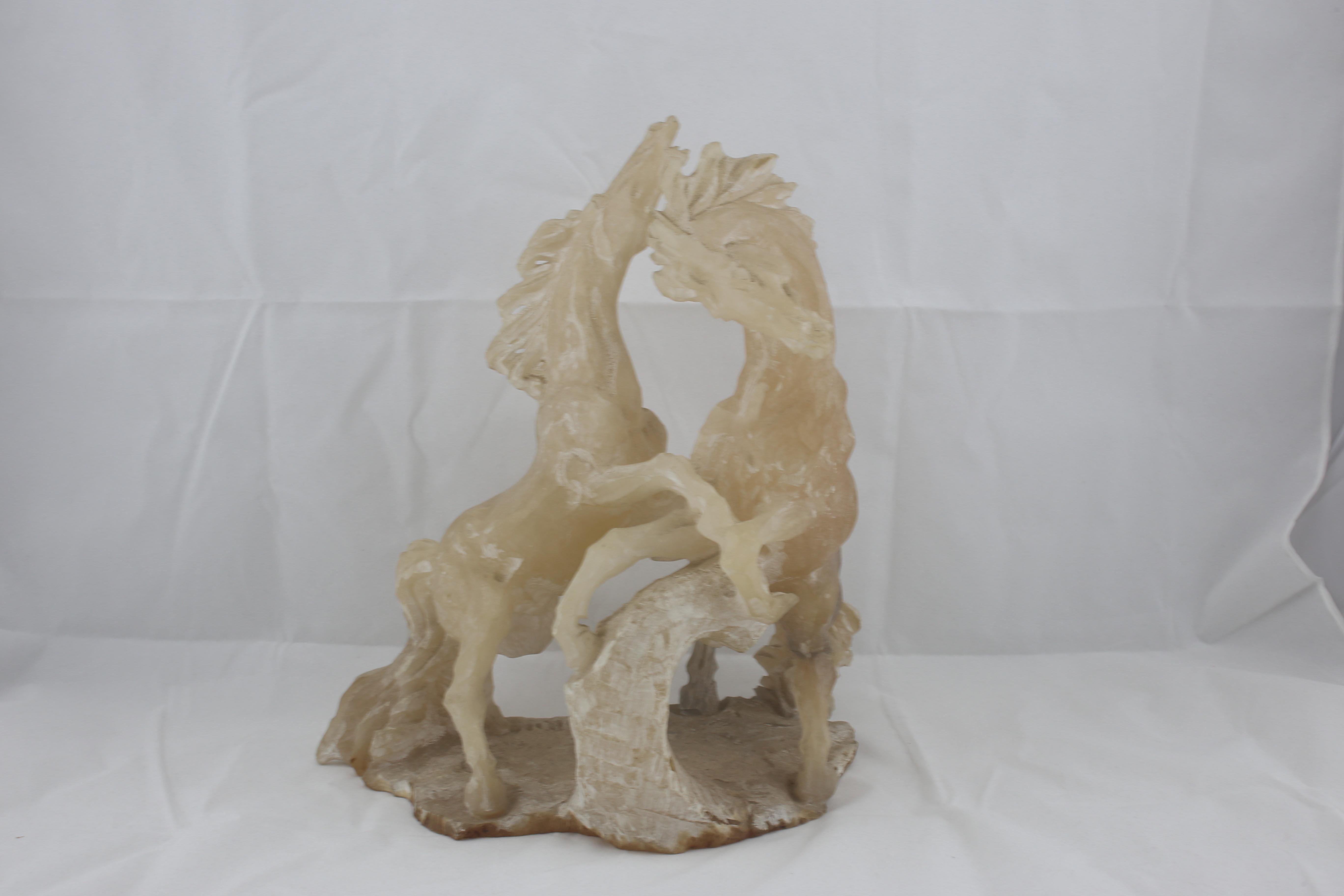 Mid-Century Alabaster Horses Sculpture by Boldrini from Italy, 1960s For Sale 4