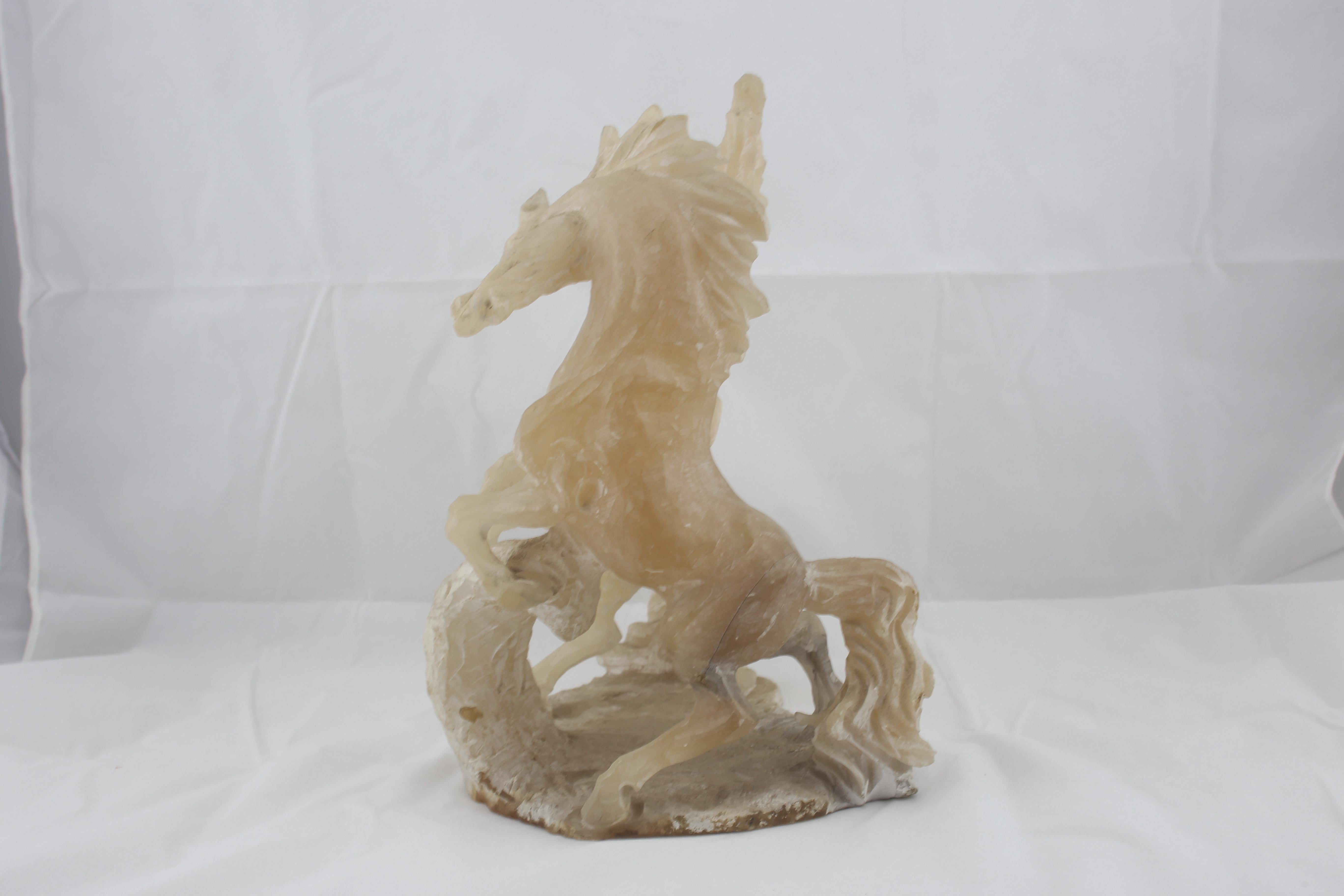 Mid-Century Alabaster Horses Sculpture by Boldrini from Italy, 1960s In Good Condition For Sale In Byron Bay, NSW