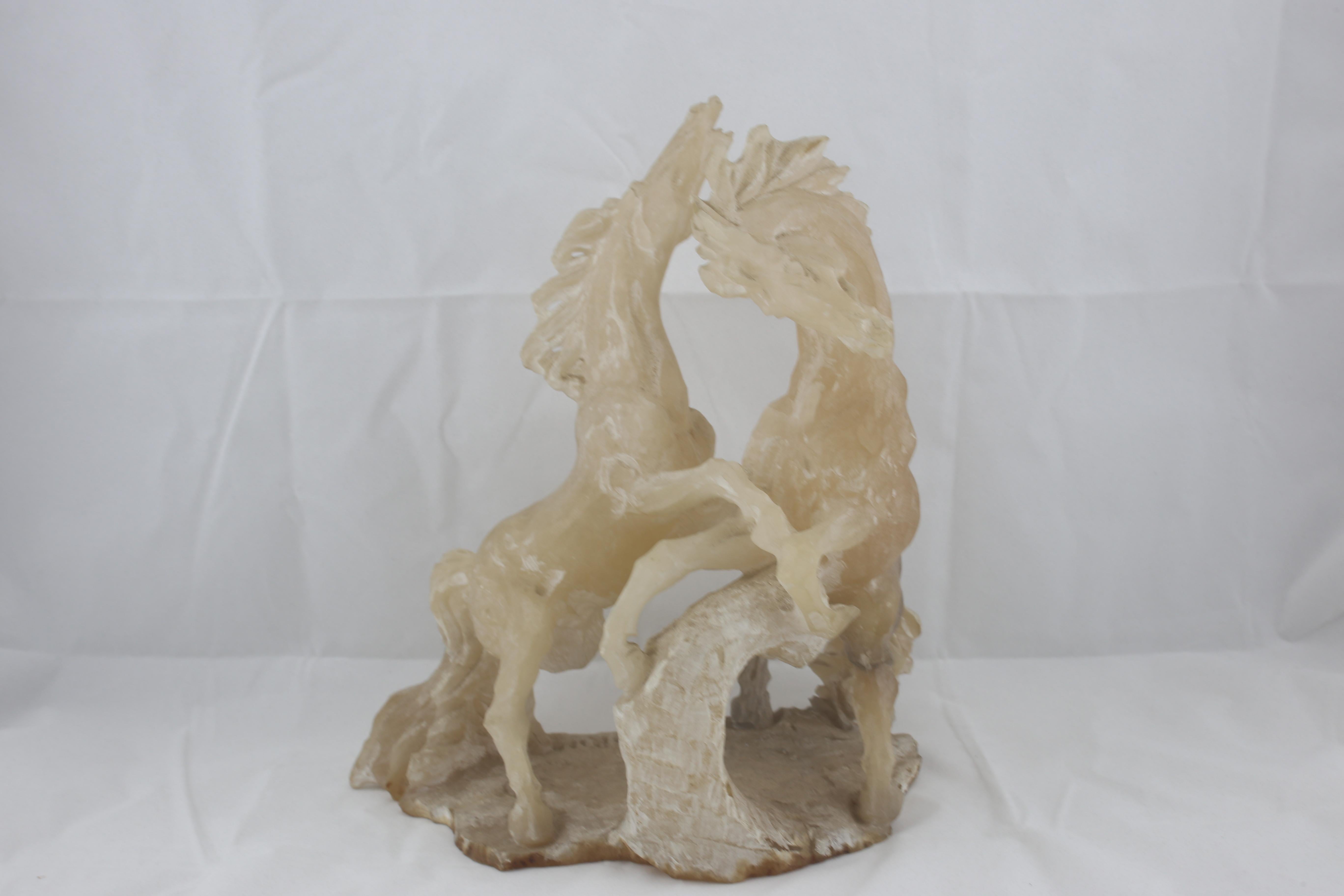 Mid-20th Century Mid-Century Alabaster Horses Sculpture by Boldrini from Italy, 1960s For Sale