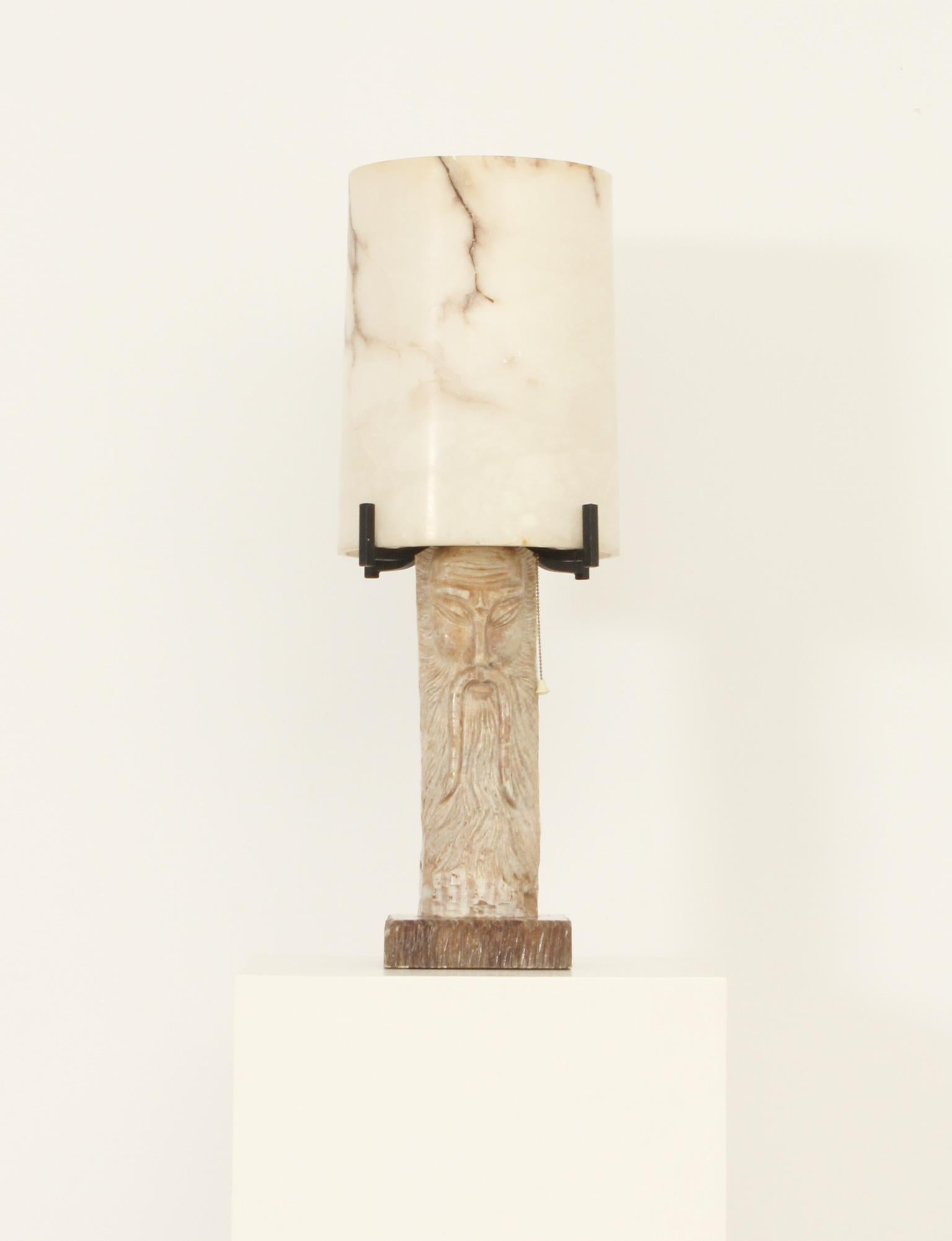 Gran lámpara de mesa de alabastro, España, años 50 en venta 4