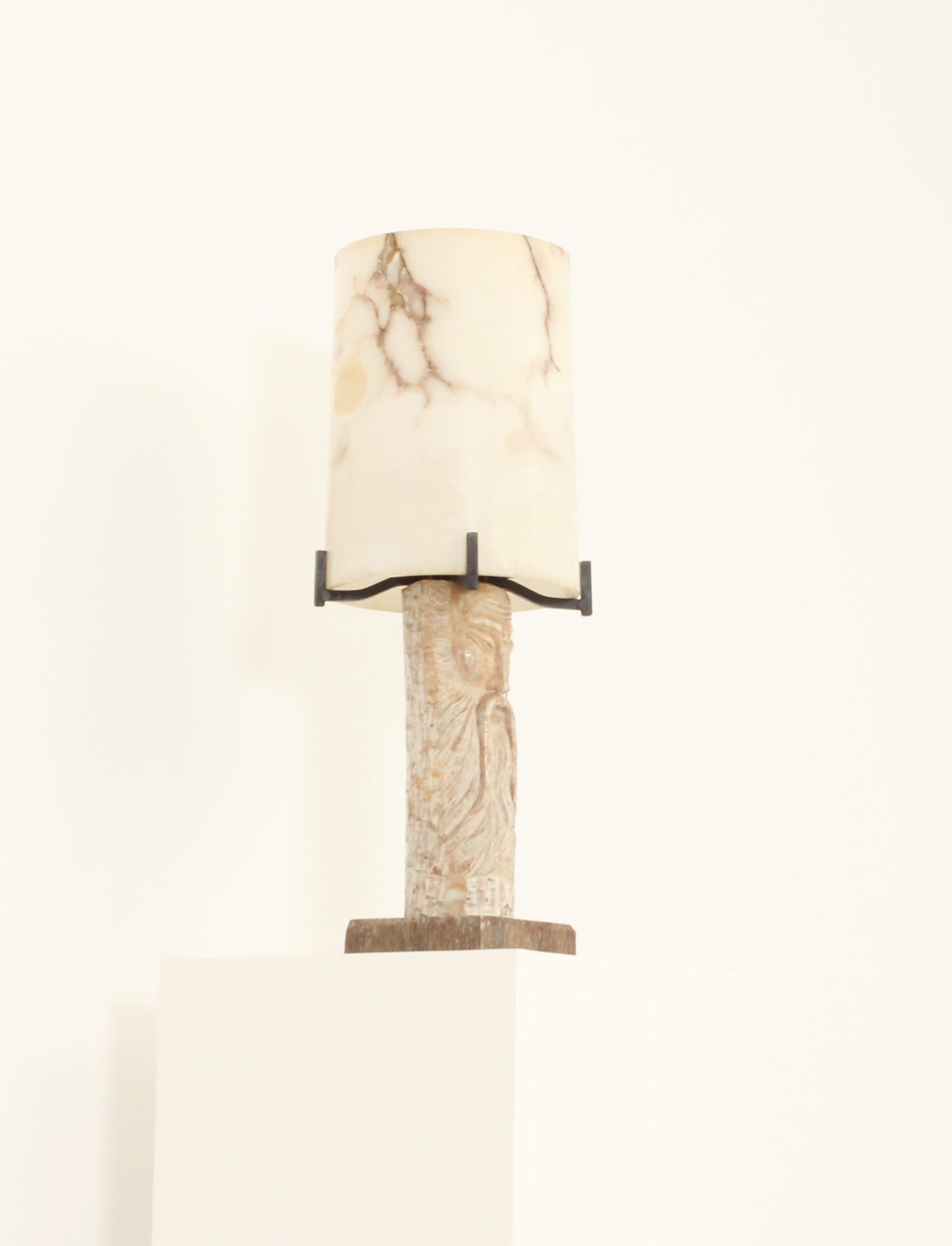 Mid-Century Modern Large Alabaster Table Lamp, Spain, 1950's For Sale