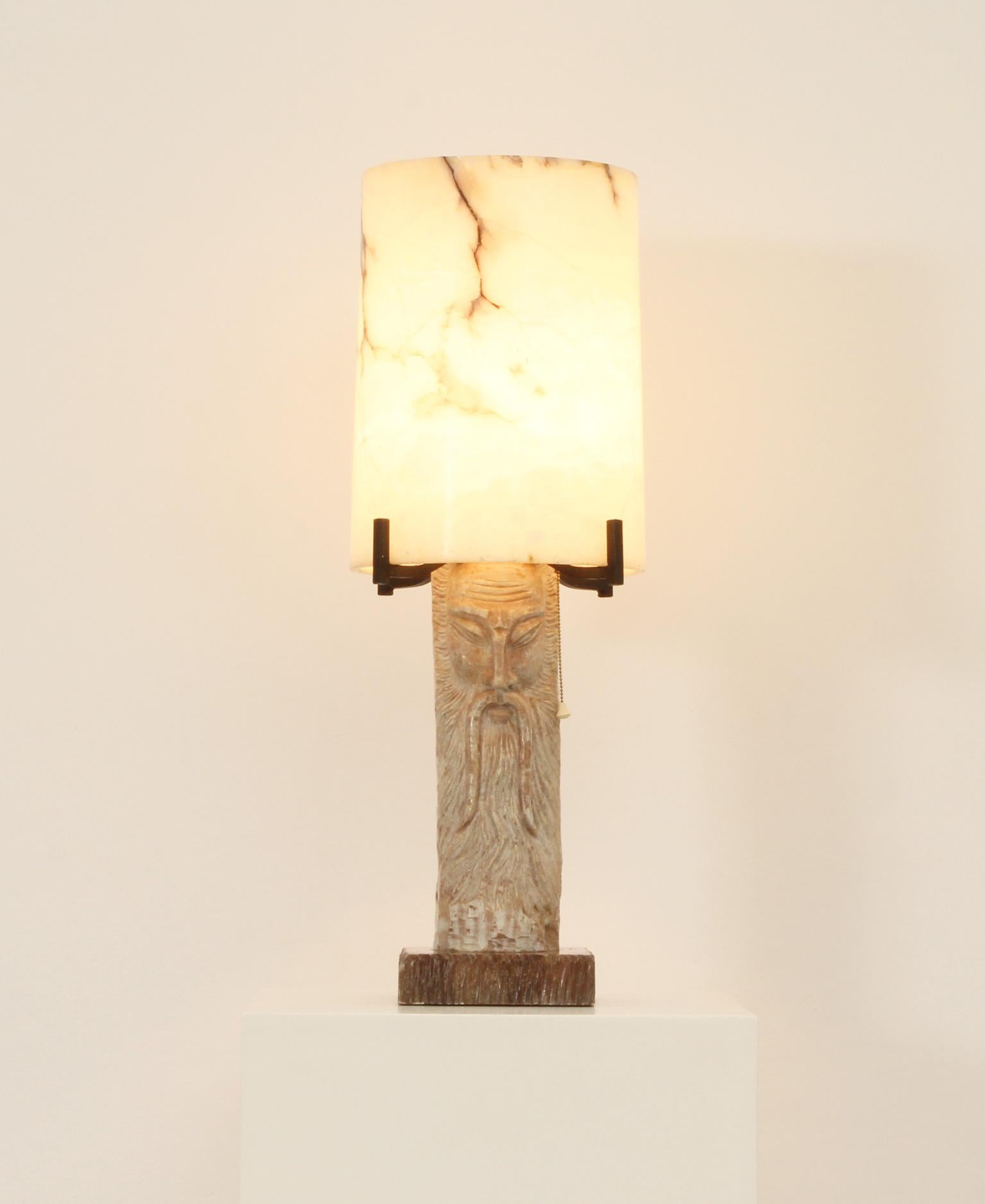 Large Alabaster Table Lamp, Spain, 1950's In Good Condition For Sale In Barcelona, ES