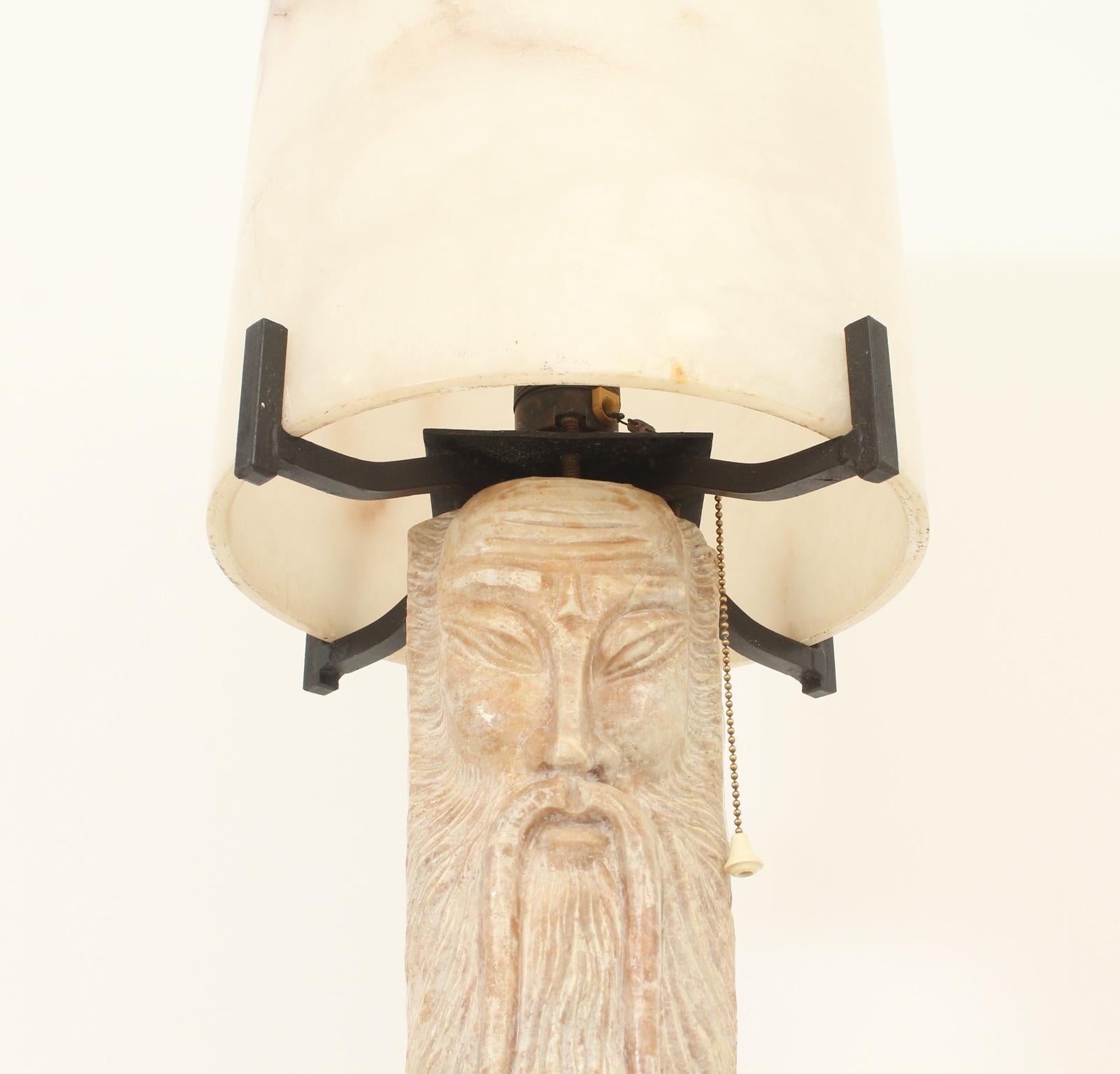 Mid-20th Century Large Alabaster Table Lamp, Spain, 1950's For Sale