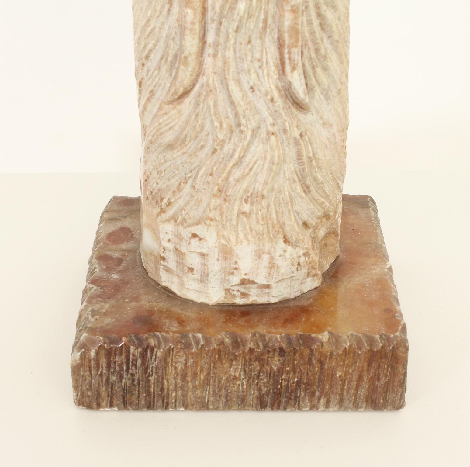 Stone Large Alabaster Table Lamp, Spain, 1950's For Sale