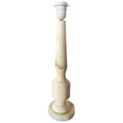Large Alabaster Table Lamp White Column Form