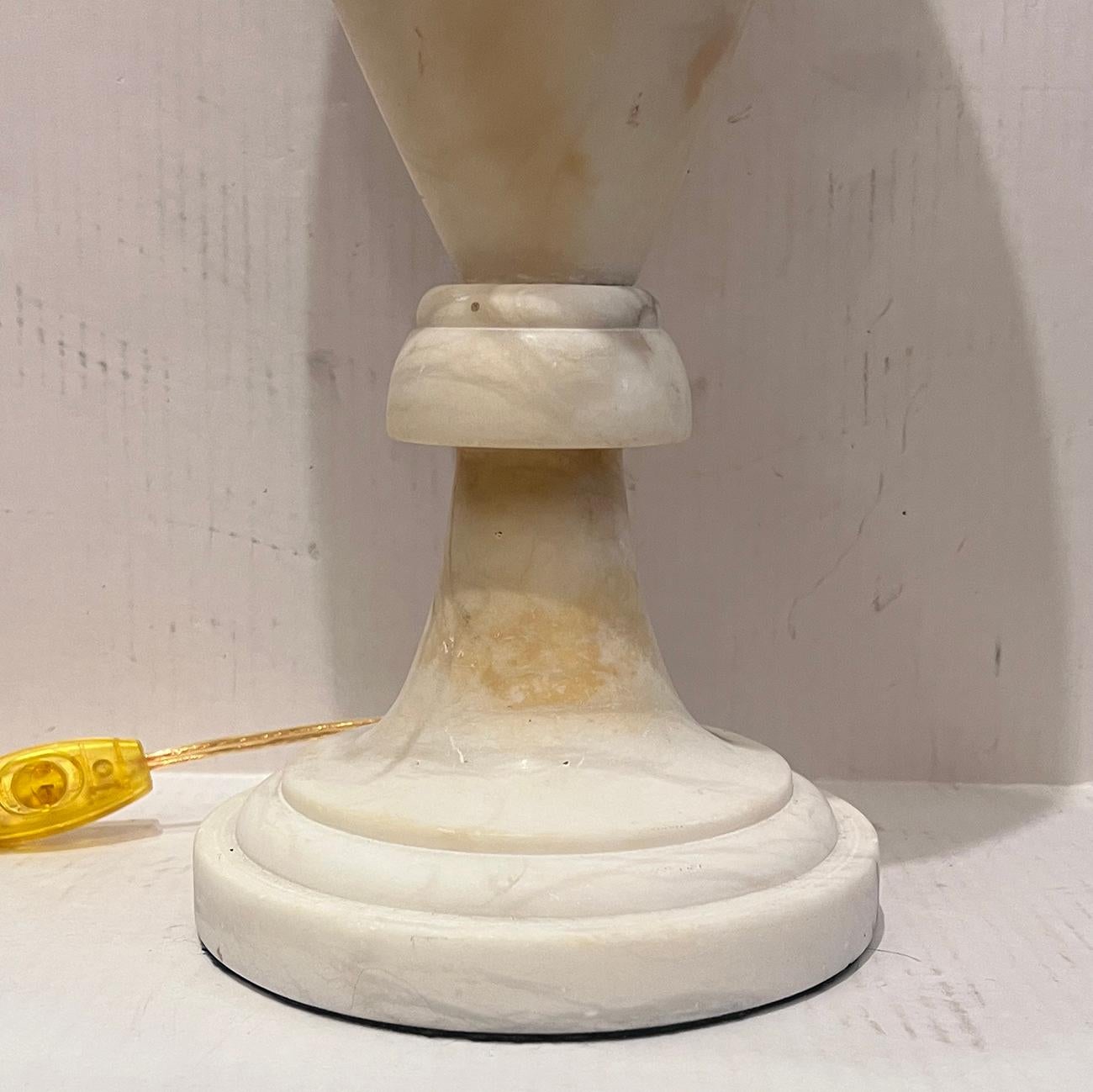 Carved Large Alabaster Urn Lamp For Sale