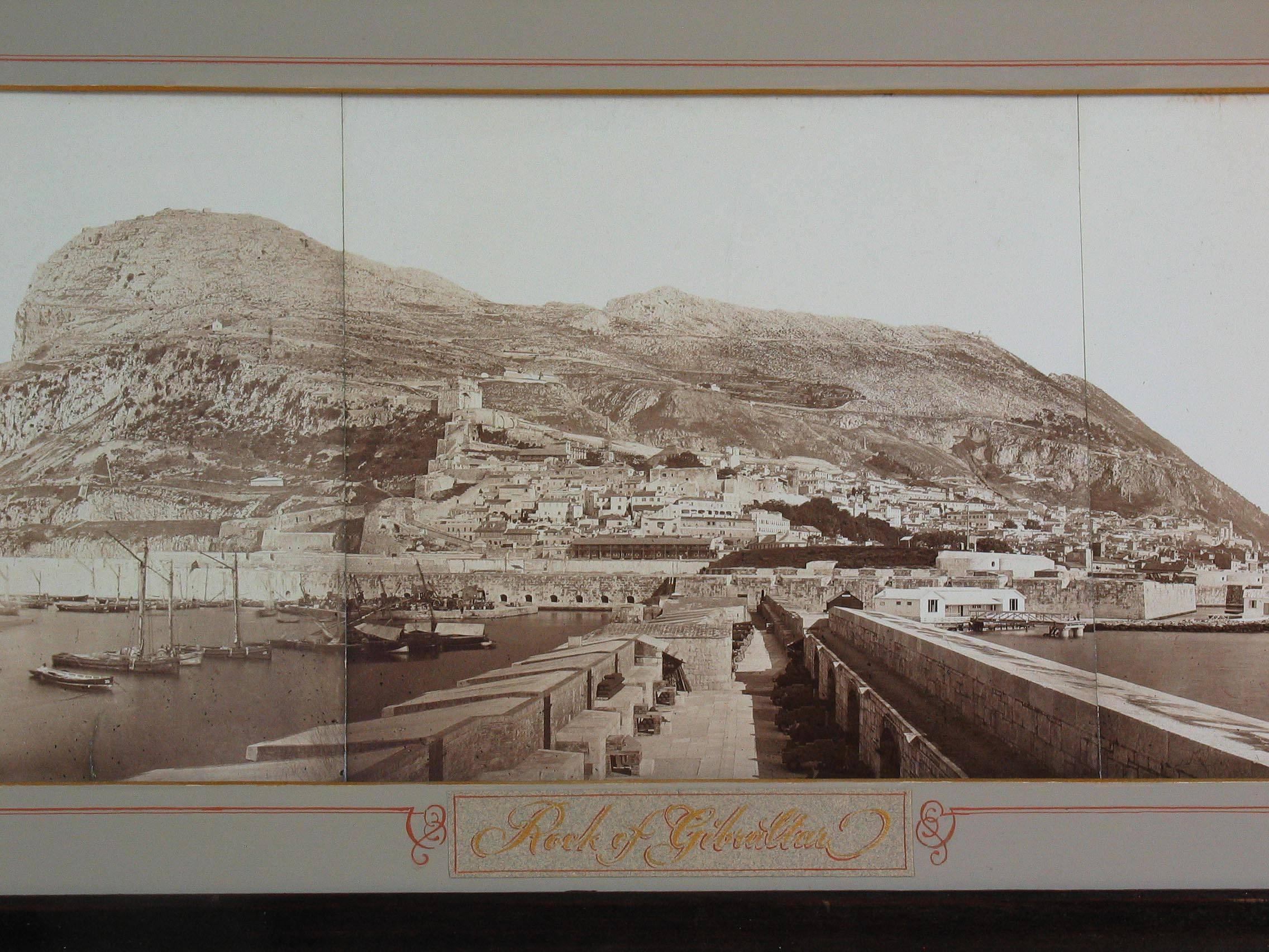 Renaissance Large Albumen Photograph Panorama of the Rock of Gibraltar, circa 1870 For Sale