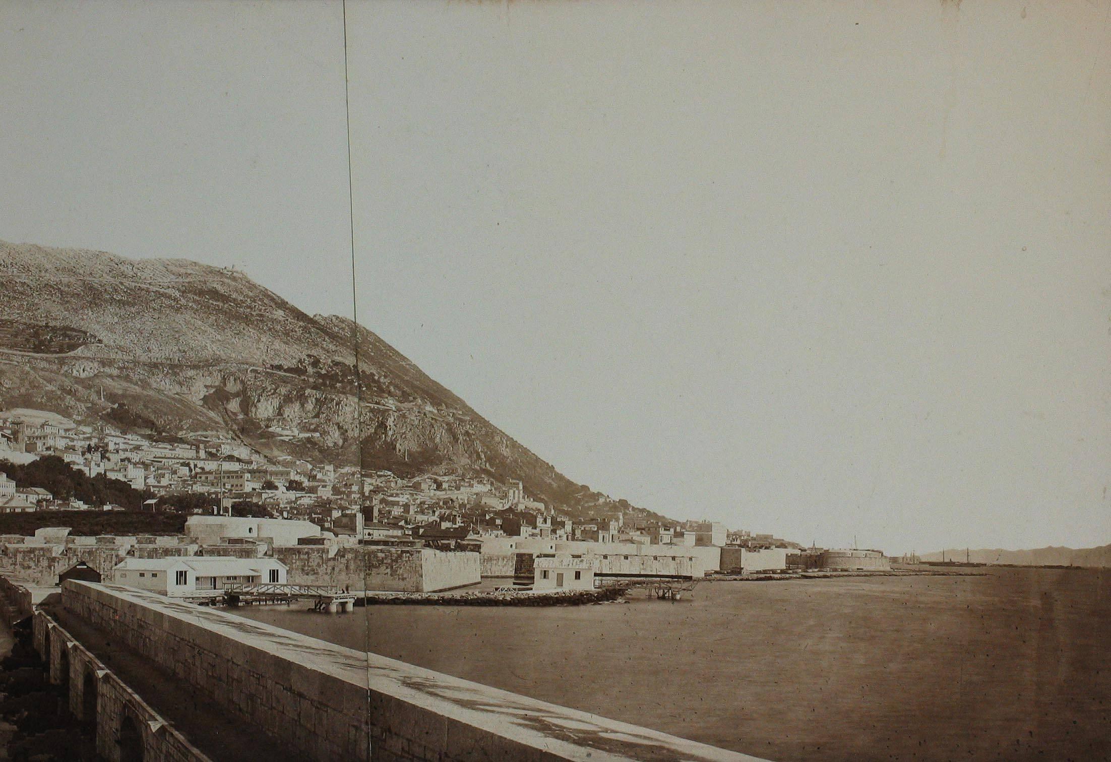 Large Albumen Photograph Panorama of the Rock of Gibraltar, circa 1870 For Sale 1