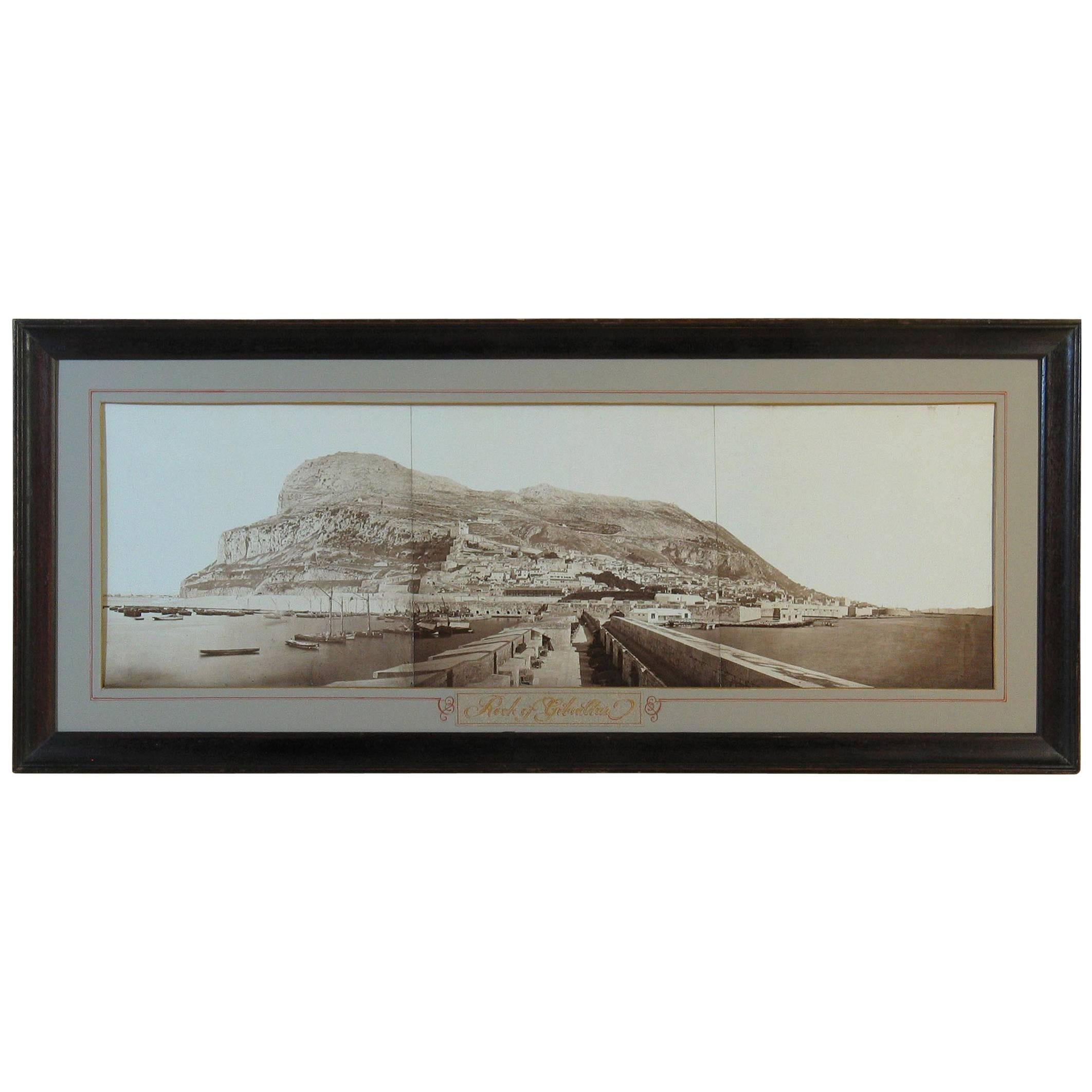 Large Albumen Photograph Panorama of the Rock of Gibraltar, circa 1870