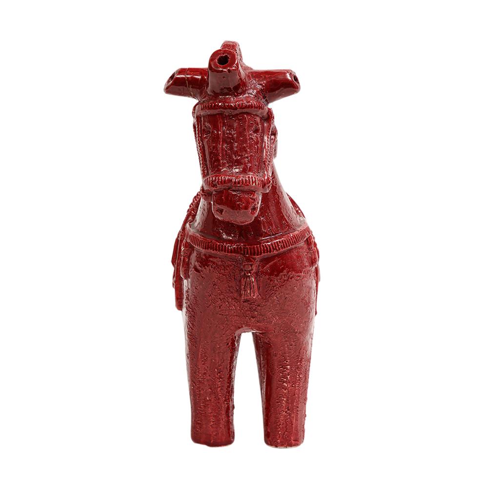 Großes Aldo Londi Bitossi-Pferd, Keramik, rot, signiert 3