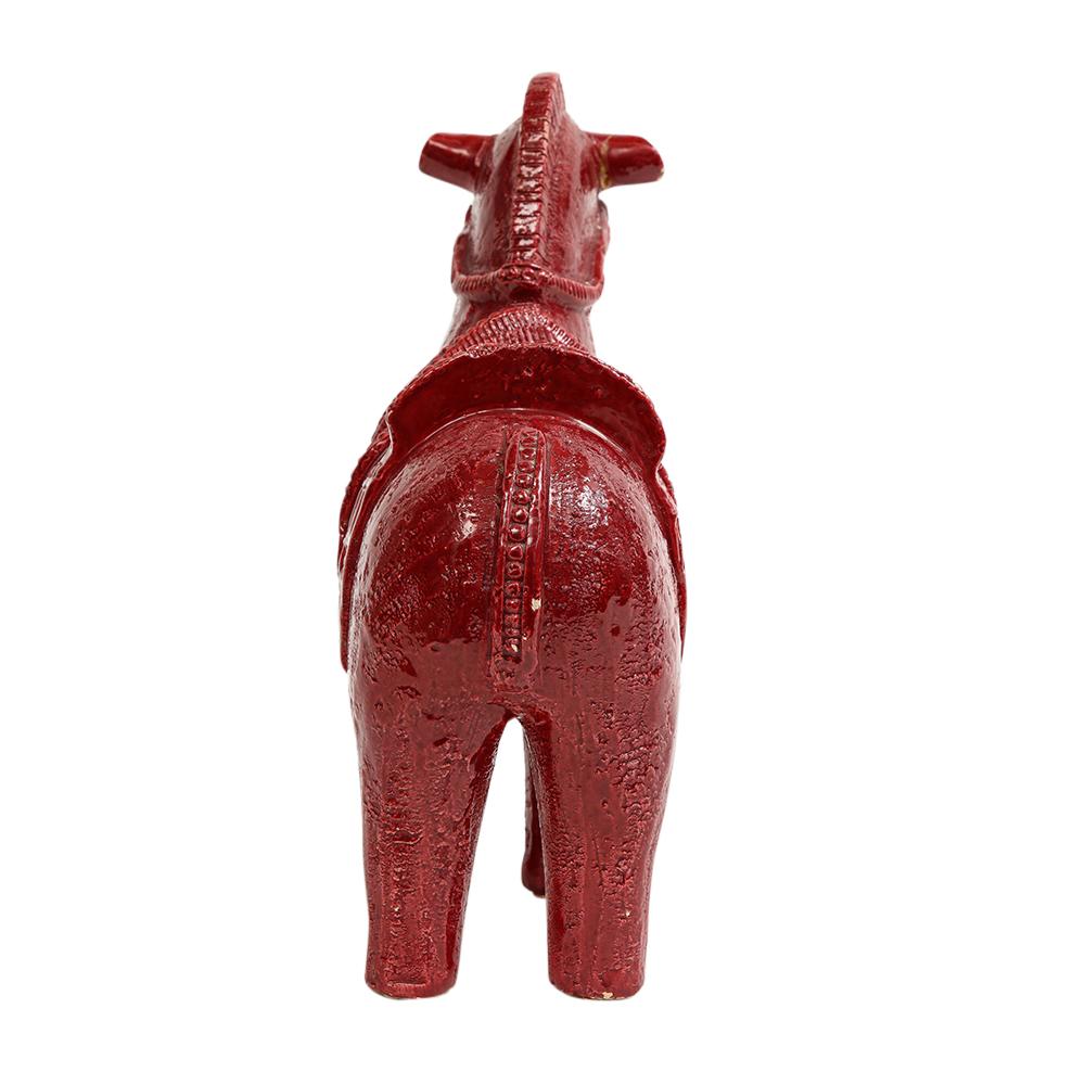 Großes Aldo Londi Bitossi-Pferd, Keramik, rot, signiert 4