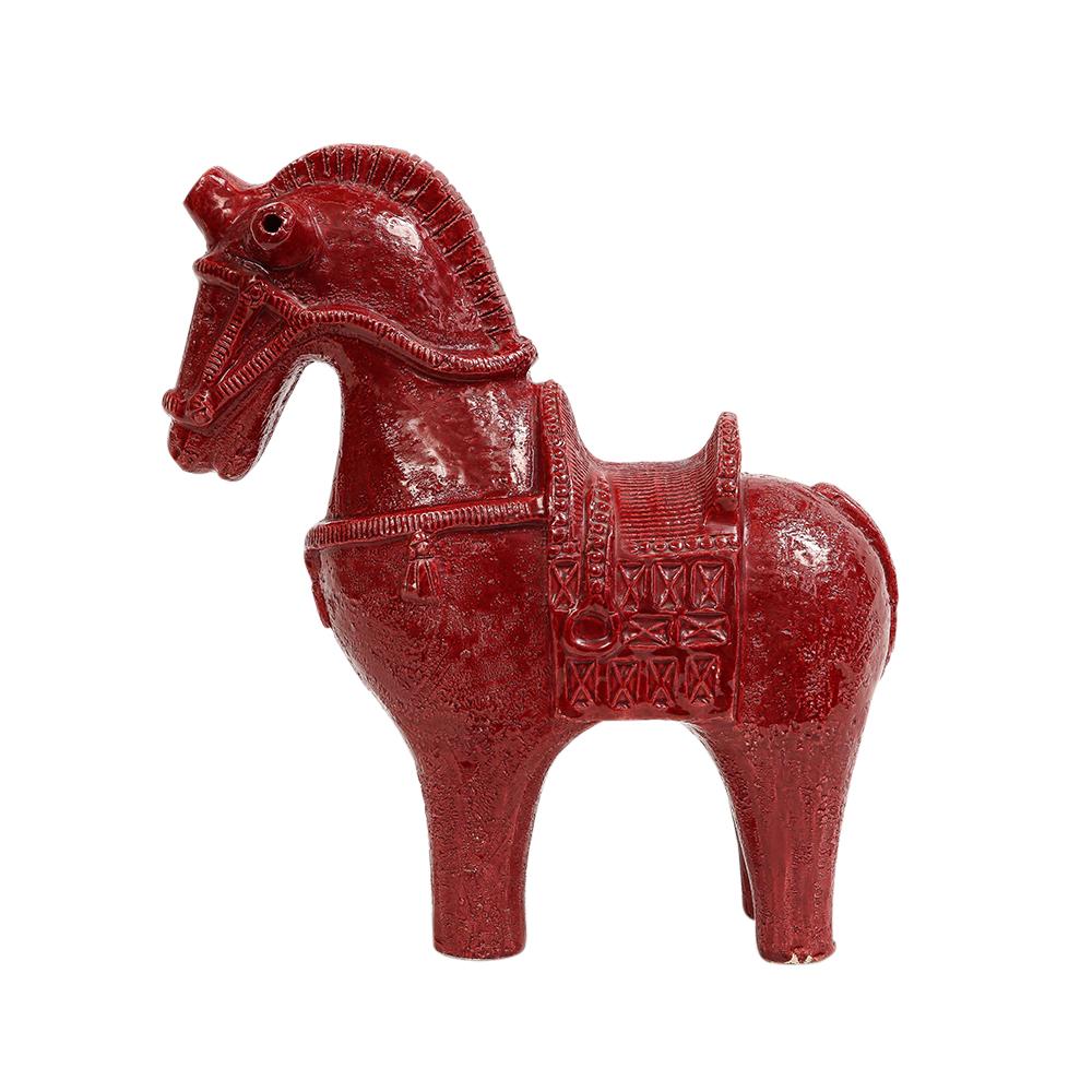 Großes Aldo Londi Bitossi-Pferd, Keramik, rot, signiert 6