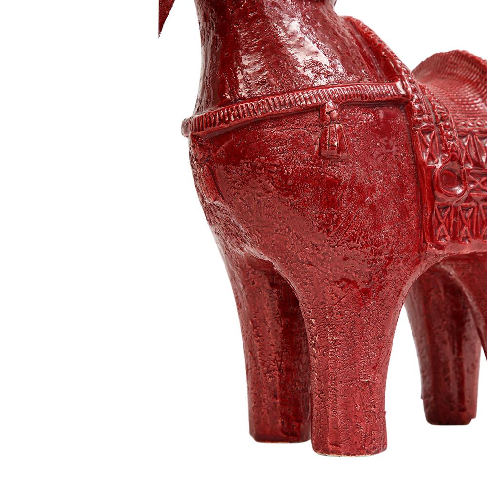 Großes Aldo Londi Bitossi-Pferd, Keramik, rot, signiert 10