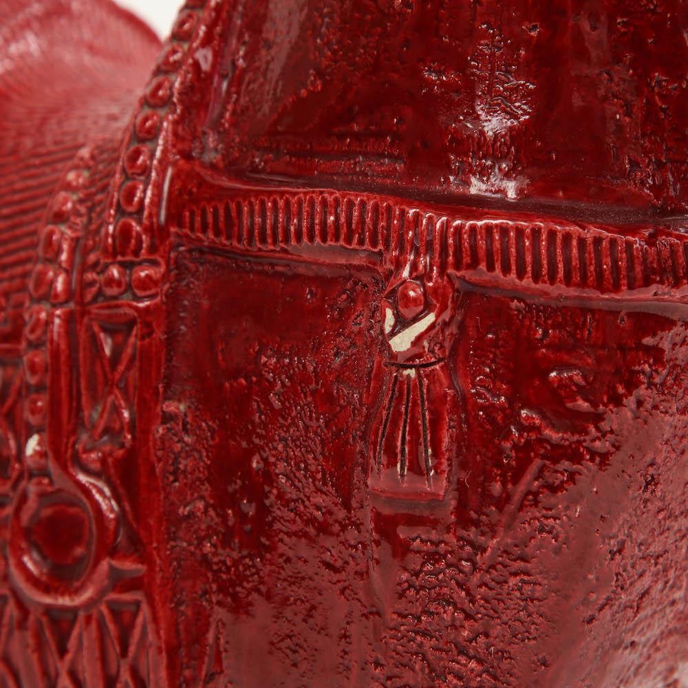 Großes Aldo Londi Bitossi-Pferd, Keramik, rot, signiert (Mitte des 20. Jahrhunderts)