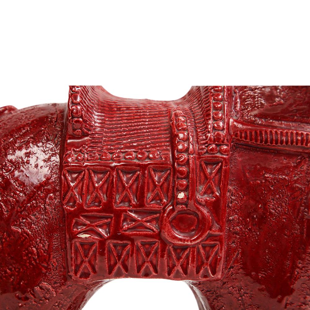 Großes Aldo Londi Bitossi-Pferd, Keramik, rot, signiert 1