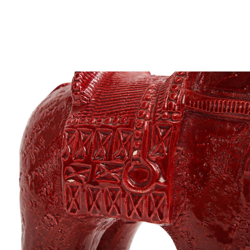 Großes Aldo Londi Bitossi-Pferd, Keramik, rot, signiert 2