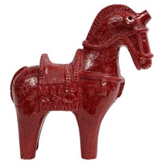 Large Aldo Londi Bitossi Horse, Ceramic, Red, Signed