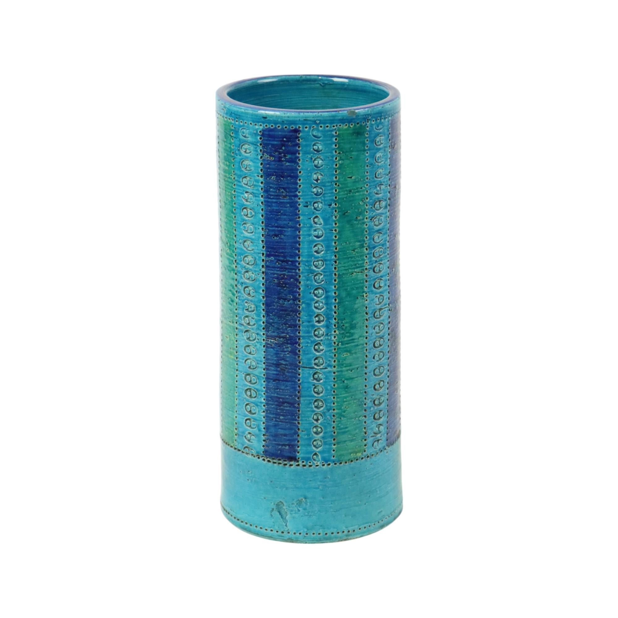 Vernissé Grand vase Aldo Londi pour Bitossi en céramique bleu Rimini des années 1960 en vente