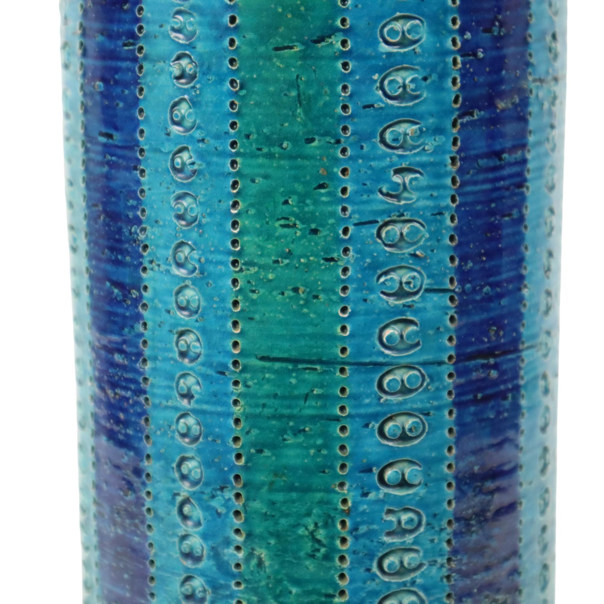 Grand vase Aldo Londi pour Bitossi en céramique bleu Rimini des années 1960 en vente 1