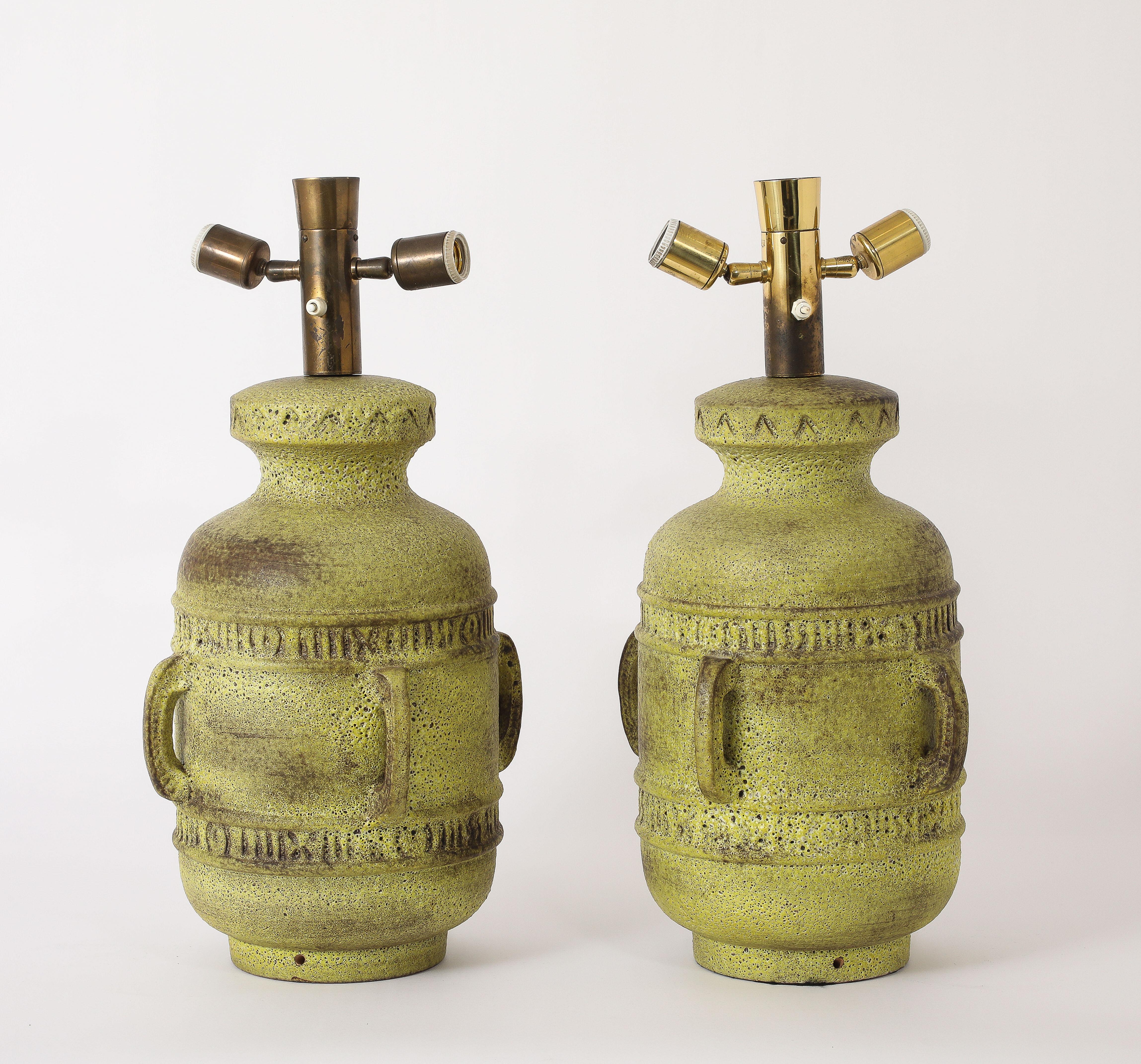 Large Aldo Londi Pottery Studio Lamps, Italy 1960's For Sale 8